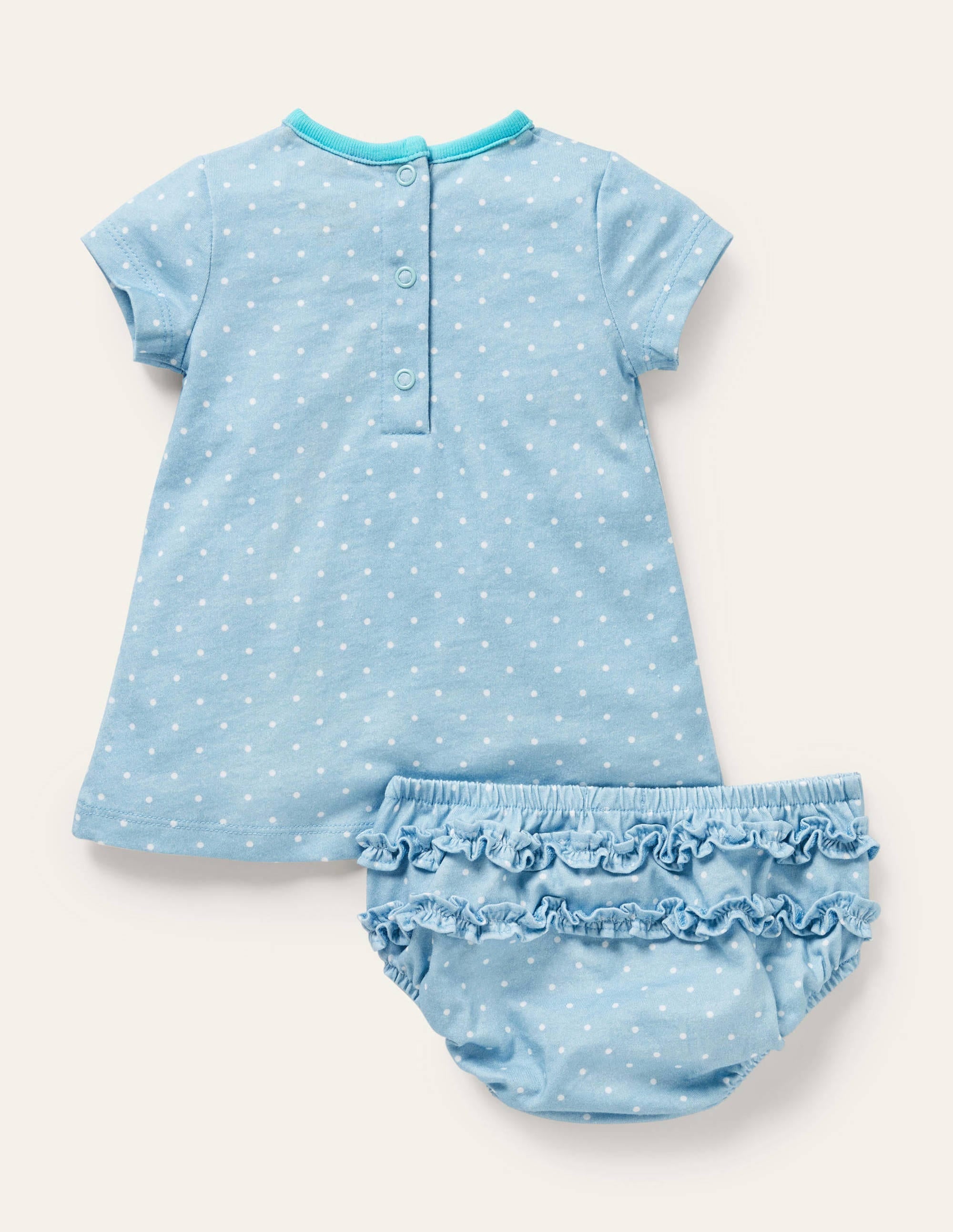 Appliqué Jersey Dress-Ivory/Aqua Jellyfish - Image 2
