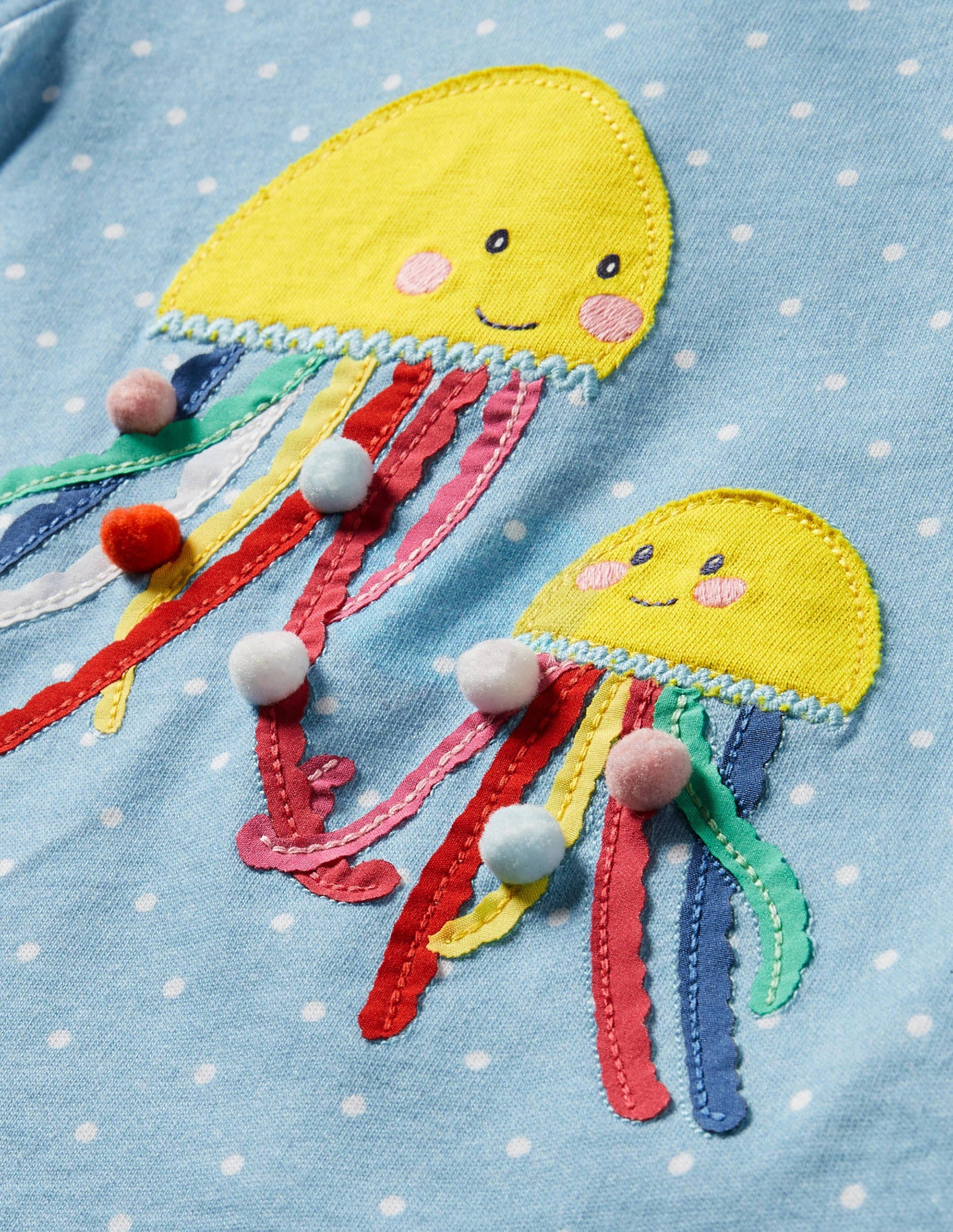 Appliqué Jersey Dress-Ivory/Aqua Jellyfish-3