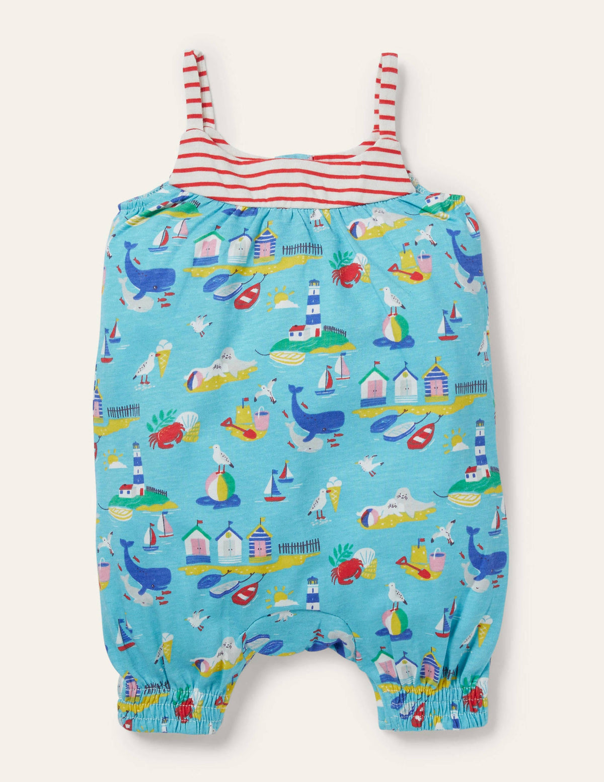Jersey Strappy Romper-Aqua Coastal Scene-2