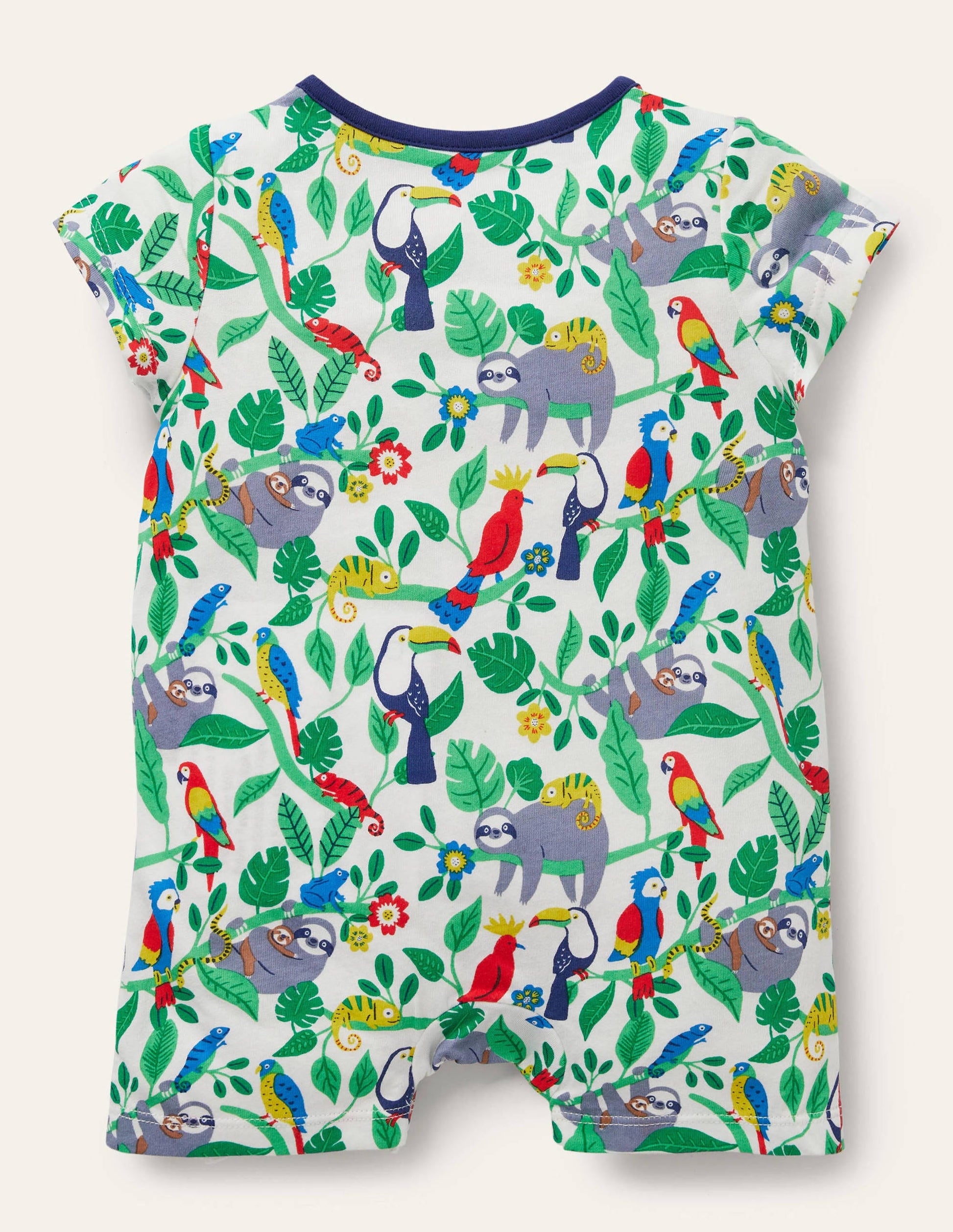Printed Romper-Ivory Sloths-2