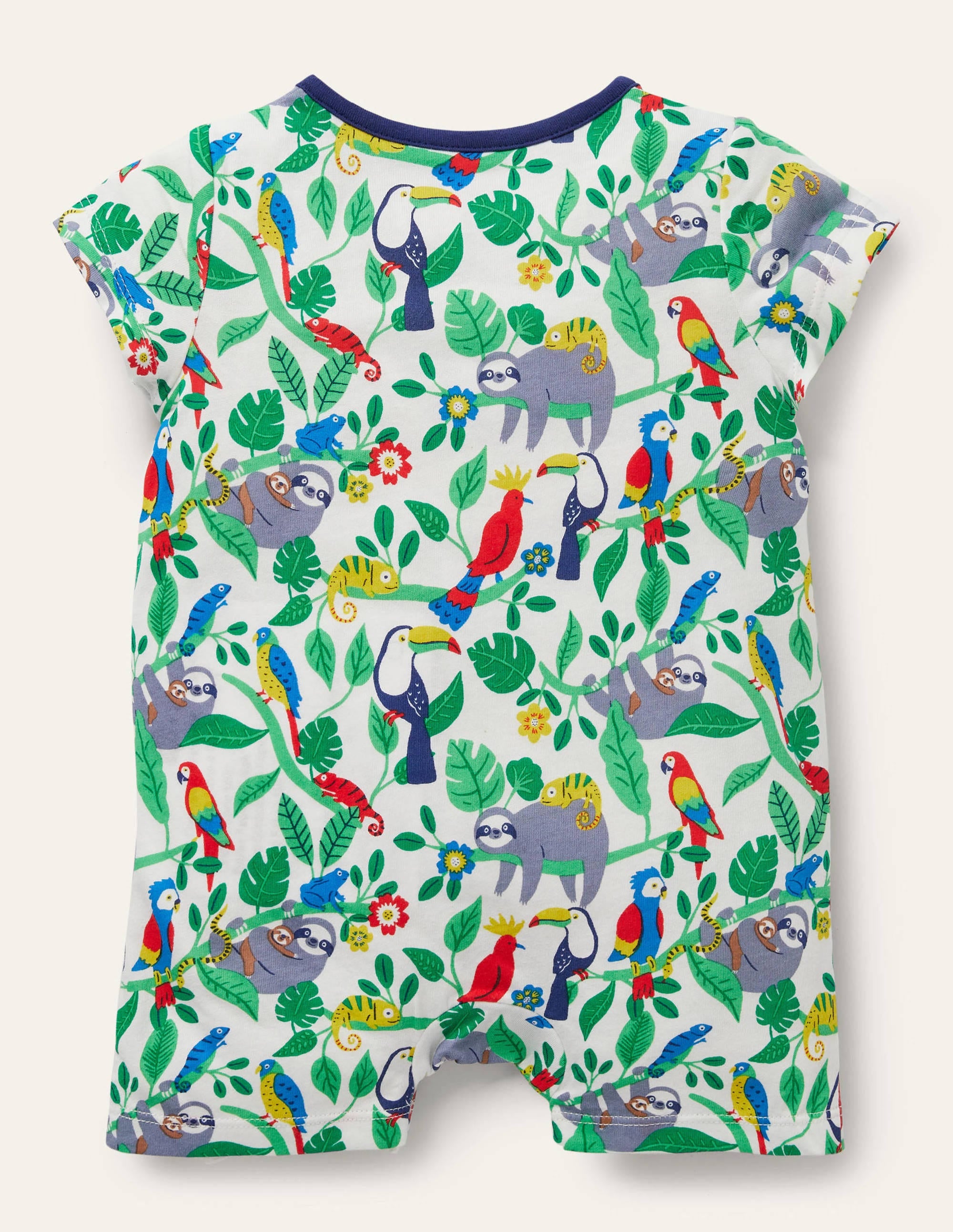 Printed Romper-Ivory Sloths - Image 2