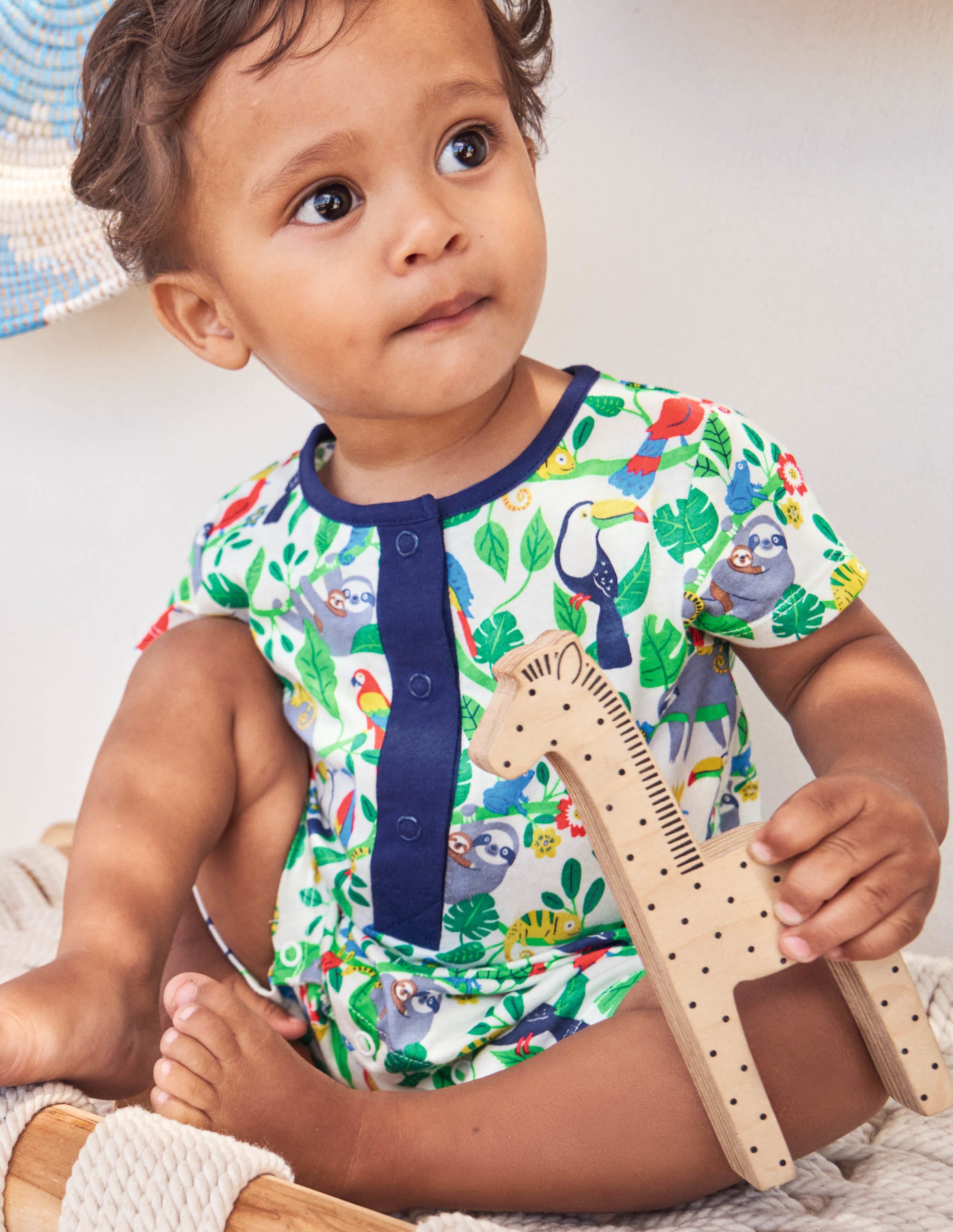 Printed Romper-Ivory Sloths - Image 5