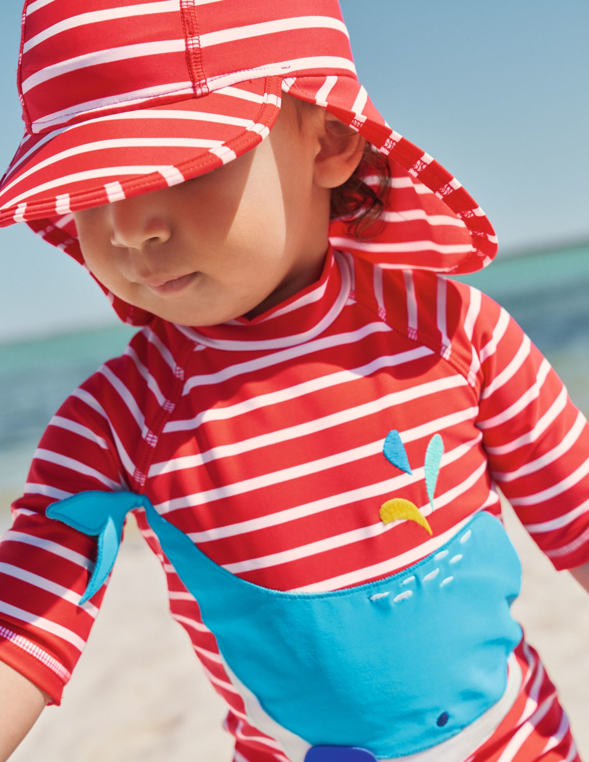Sun-safe Swim Hat-Fire Red/Ivory-4