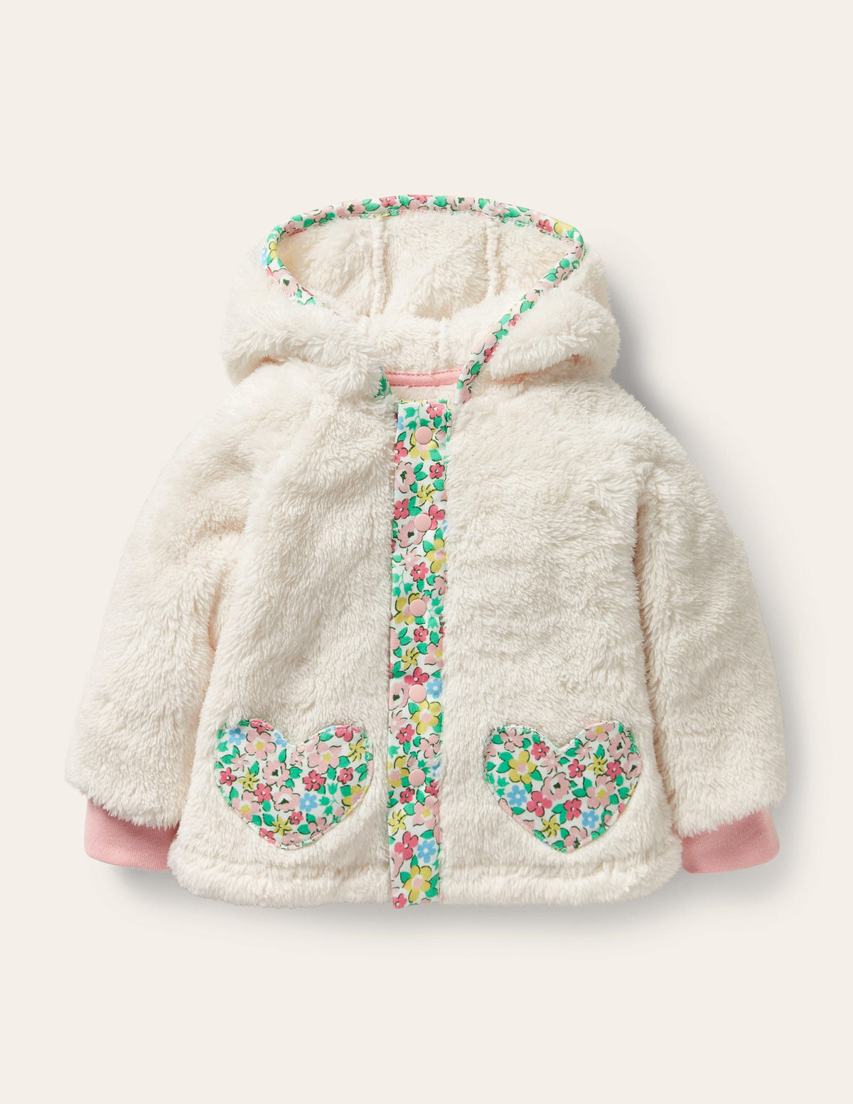 Heart Pocket Teddy Jacket-Oatmeal-1