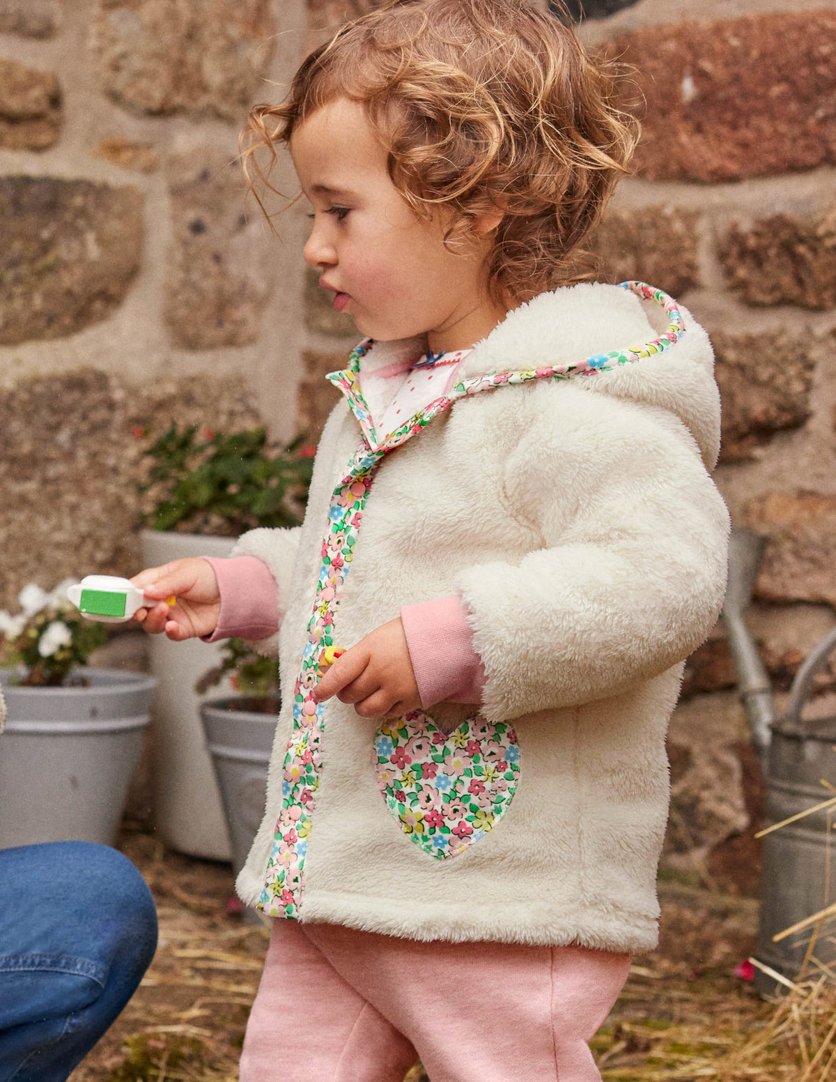 Heart Pocket Teddy Jacket-Oatmeal - Image 3