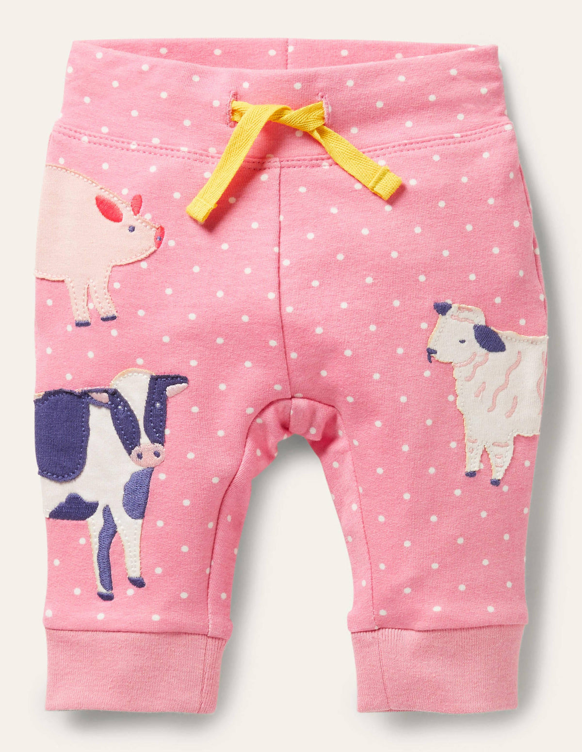 Appliqué Jersey Trousers-Bright Petal Pin Spot Animals-1