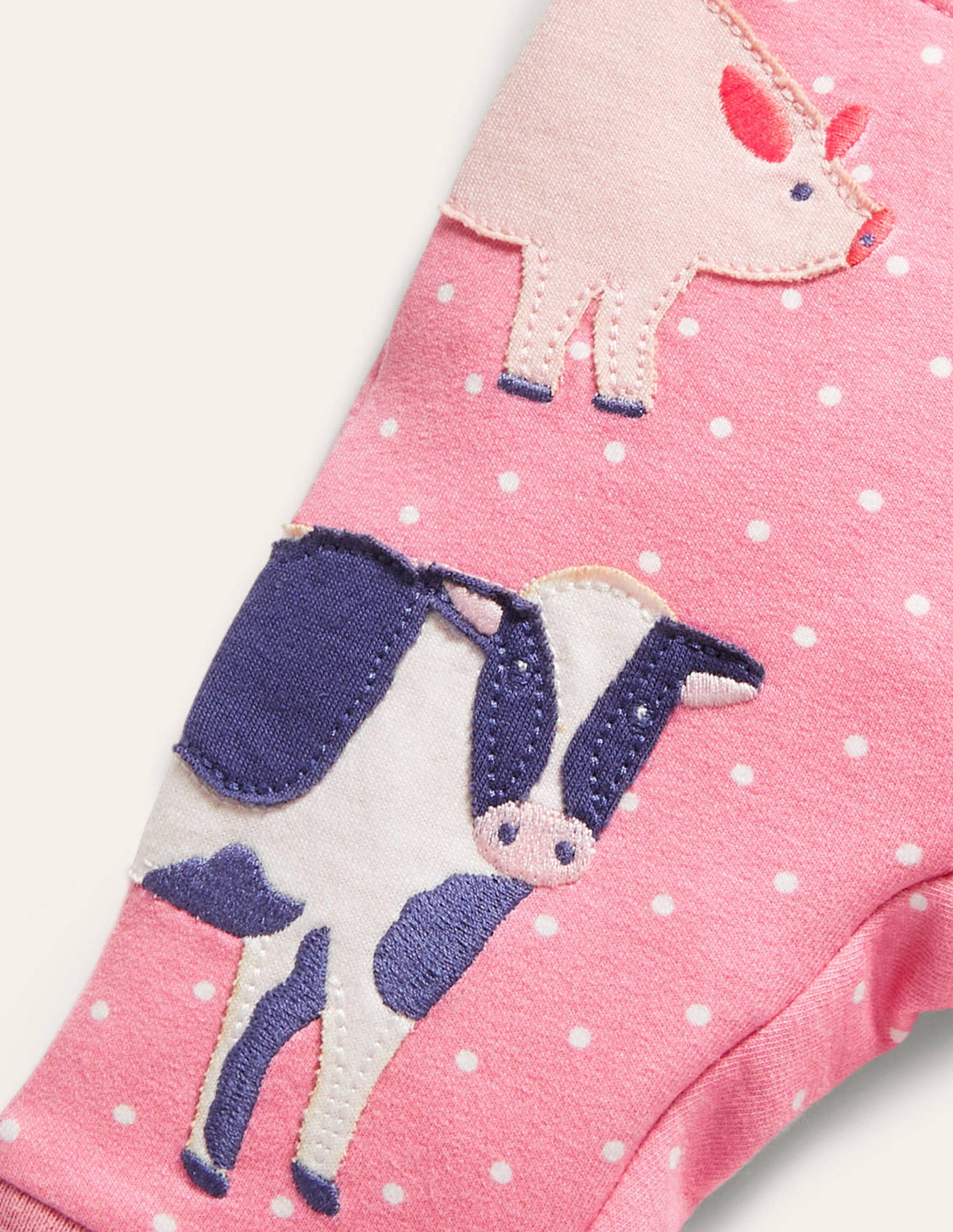Appliqué Jersey Trousers-Bright Petal Pin Spot Animals - Image 3