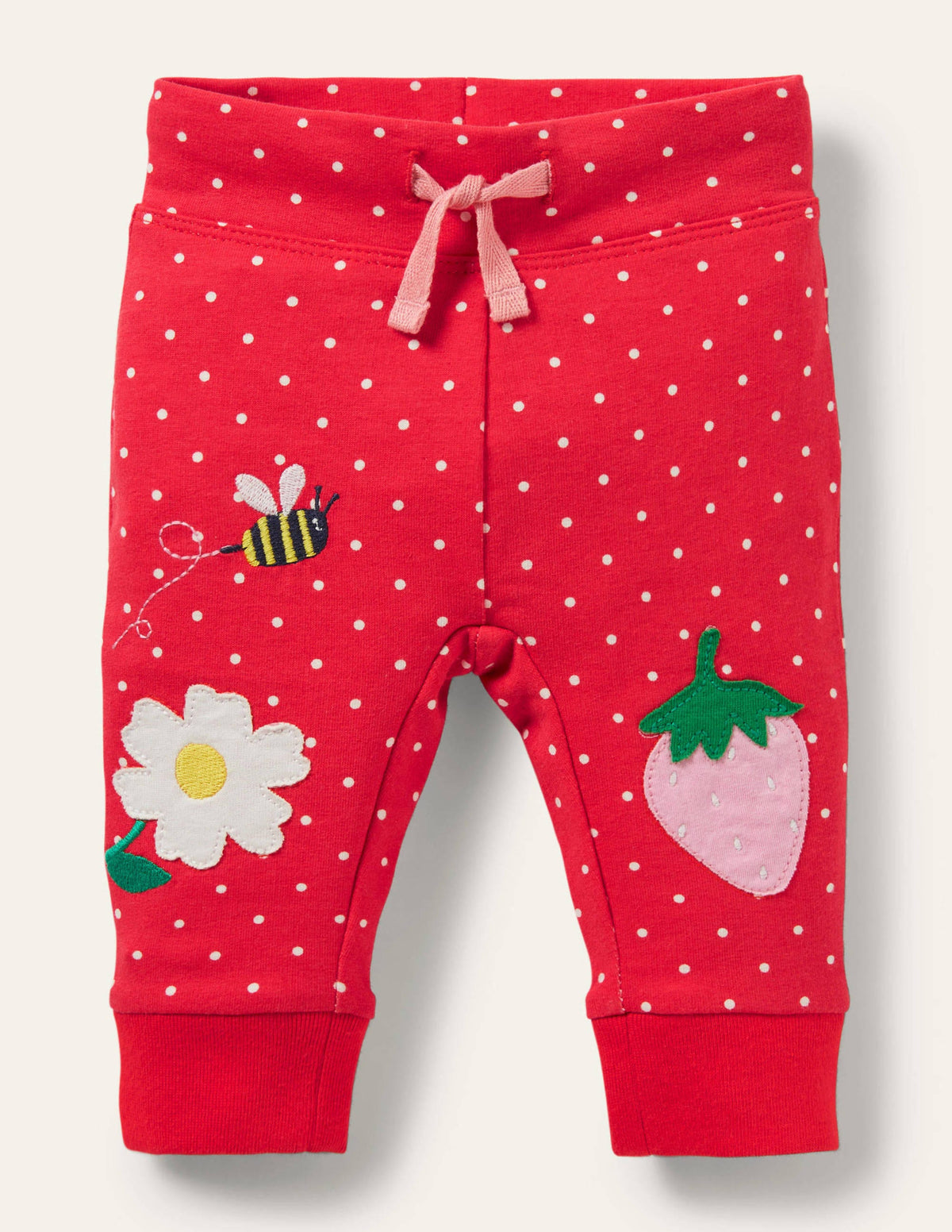 Appliqué Jersey Trousers-Strawberry Tart Pin Spot - Image 1