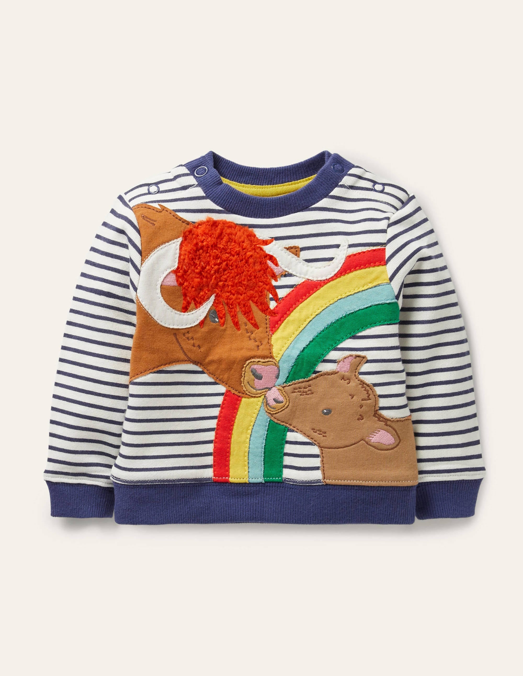 Appliqué Sweatshirt-Ivory/Starboard Blue Cows - Image 1