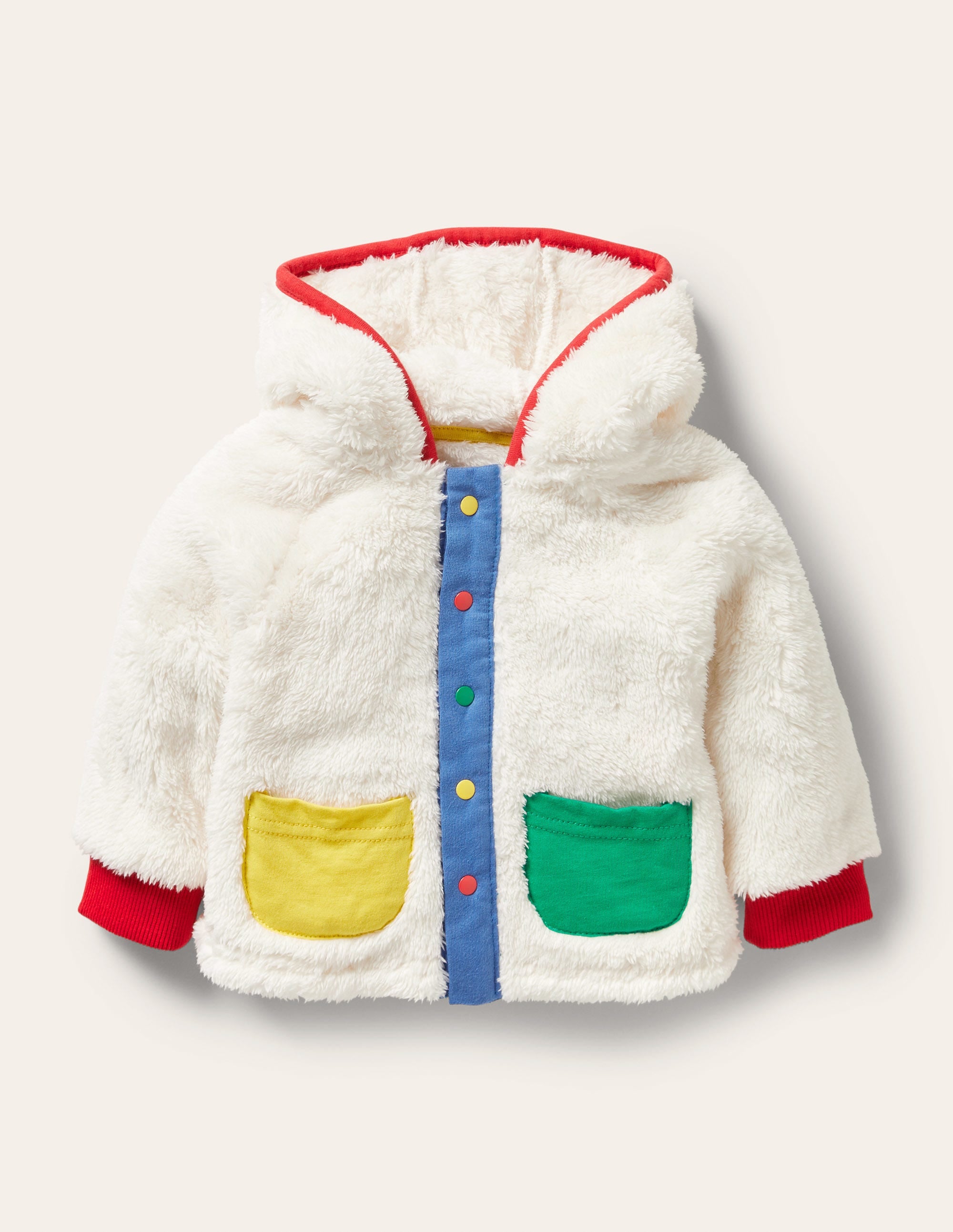 Hooded Soft Borg Jacket-Oatmeal - Image 1