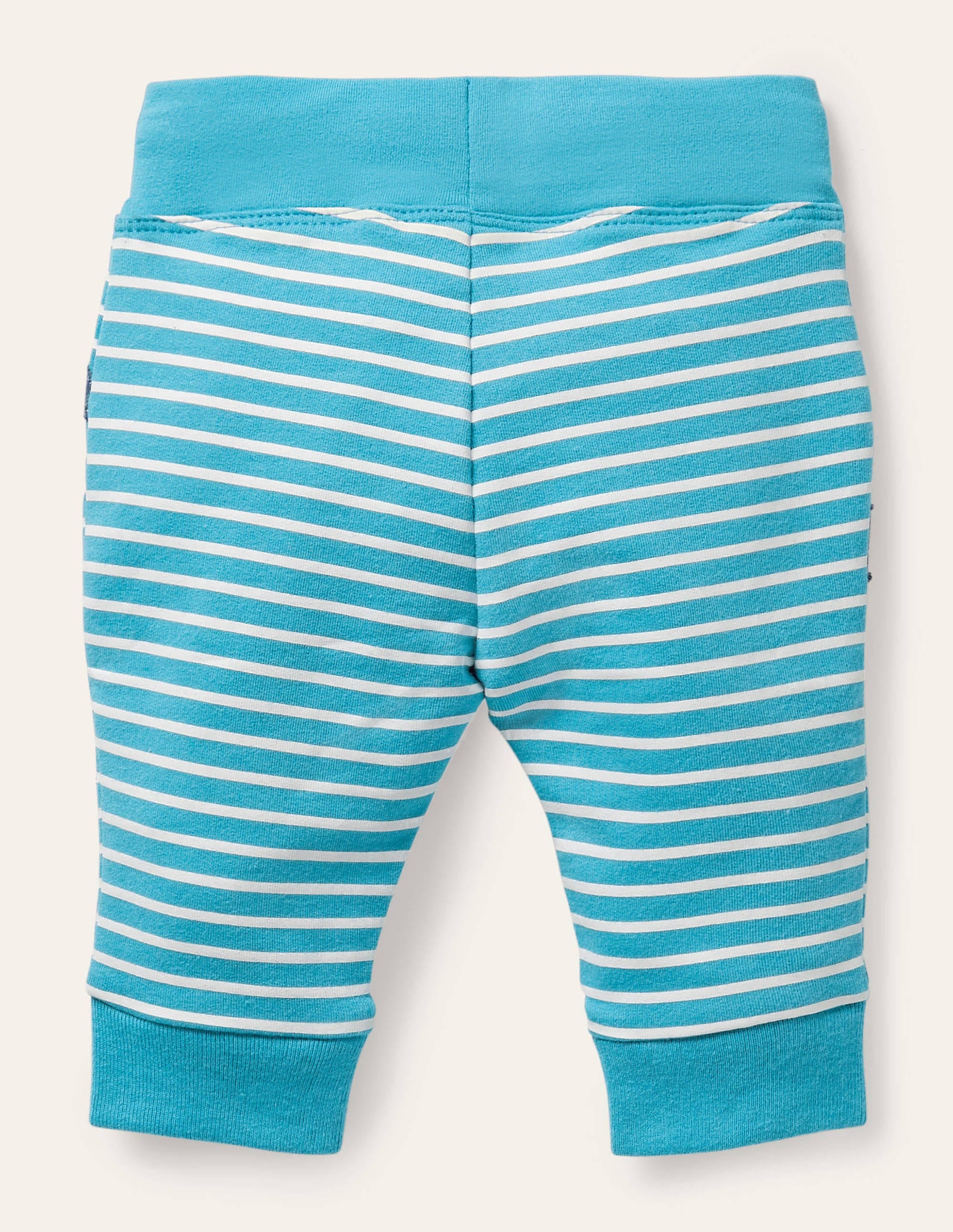 Appliqué Jersey Trousers-Ivory/Aqua Puffins - Image 2