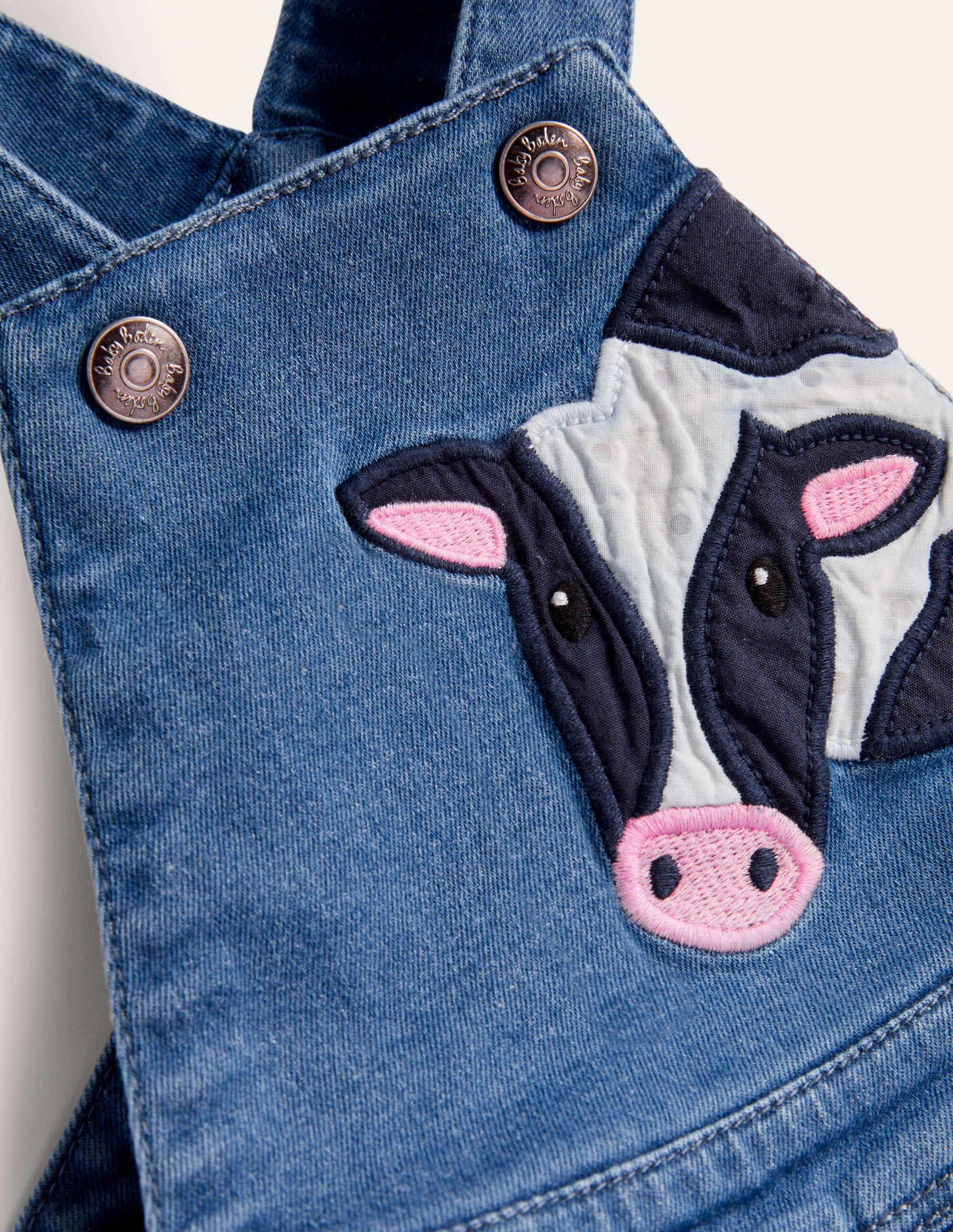Appliqué Denim Dungarees-Chambray Farm Animals - Image 3