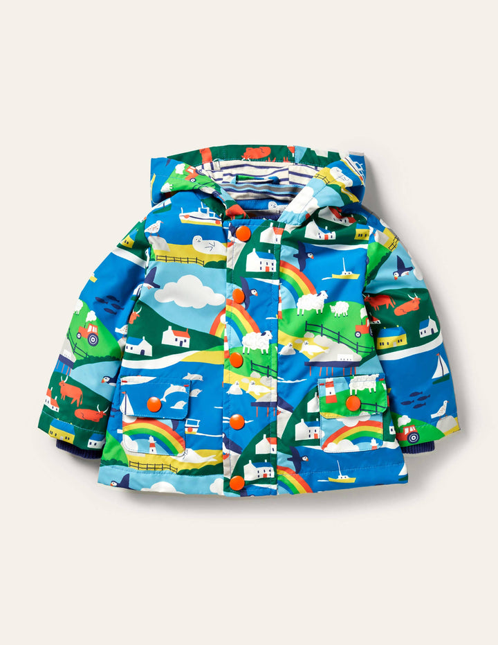 3-in-1 Printed Jacket-Multi Coastal Scene