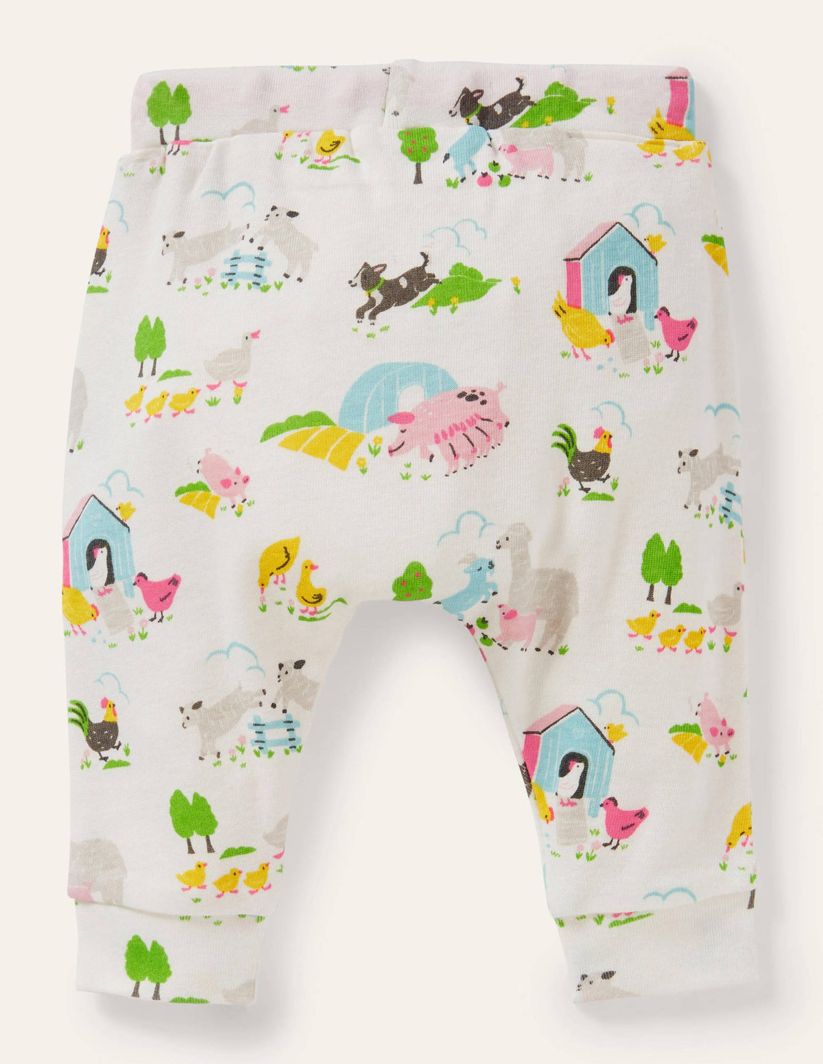 GOTS Organic Newborn Trousers-Multi Farmyard Friends-2