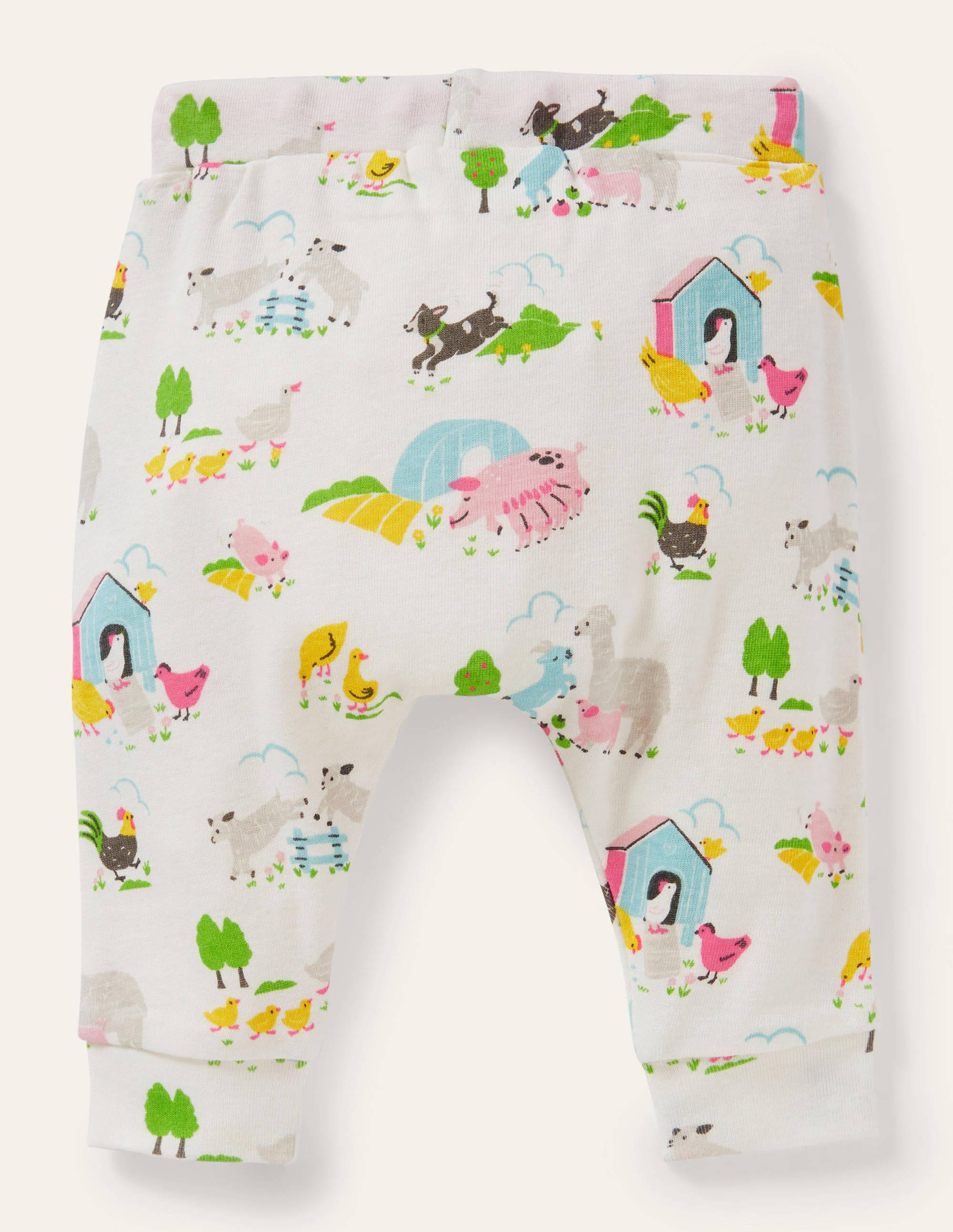 GOTS Organic Newborn Trousers-Multi Farmyard Friends - Image 2