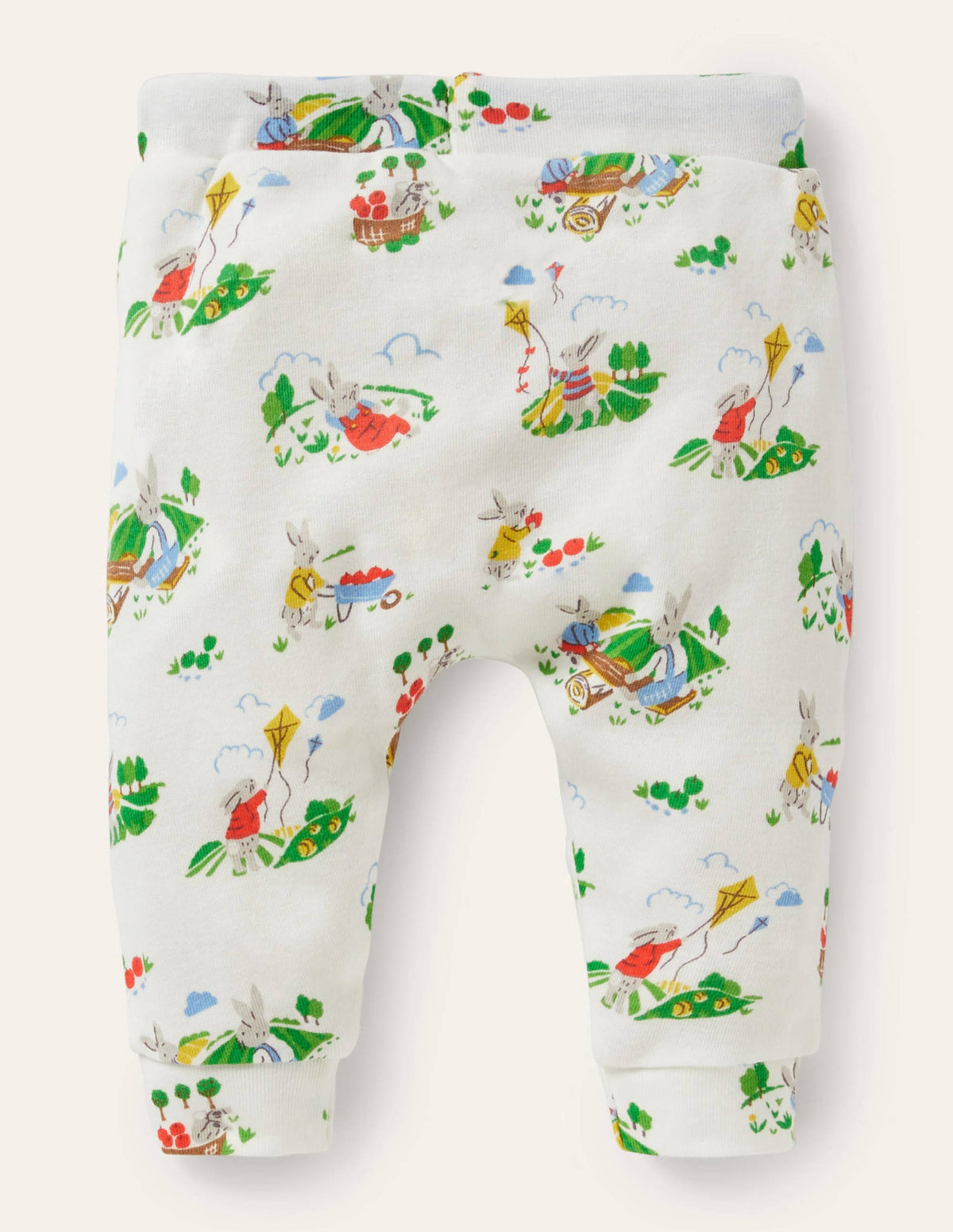 GOTS Organic Newborn Trousers-Ivory Daydreaming Bunny-2
