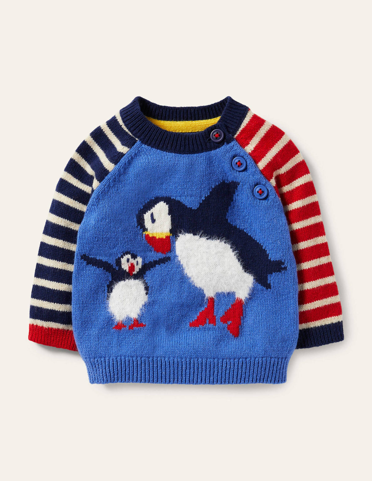 Knitted Jumper-Elizabethan Blue Puffins - Image 1