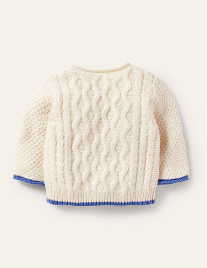 Cable Knitted Jumper-Ecru Marl-2