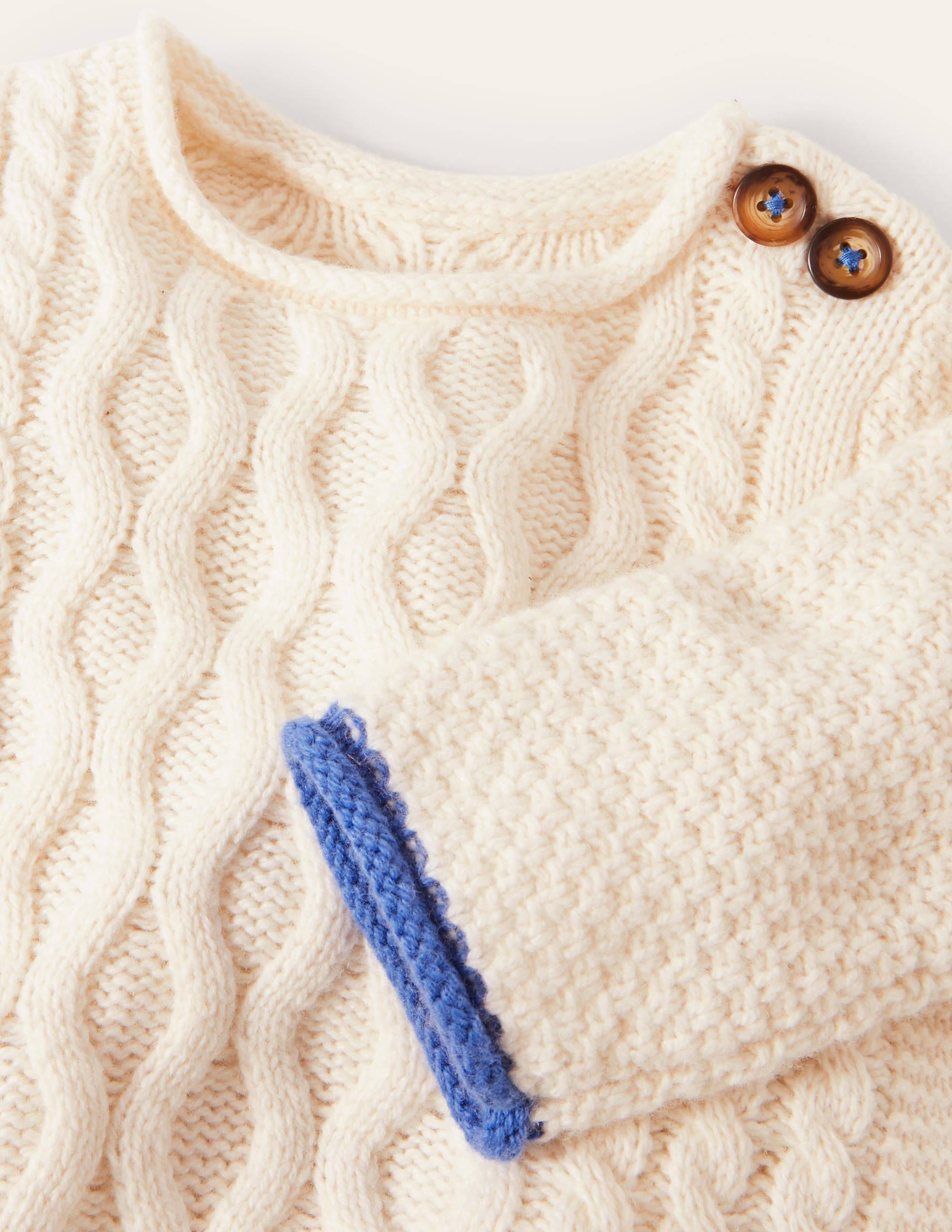 Cable Knitted Jumper-Ecru Marl - Image 3
