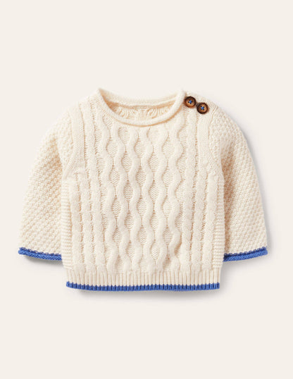 Cable Knitted Jumper-Ecru Marl-1