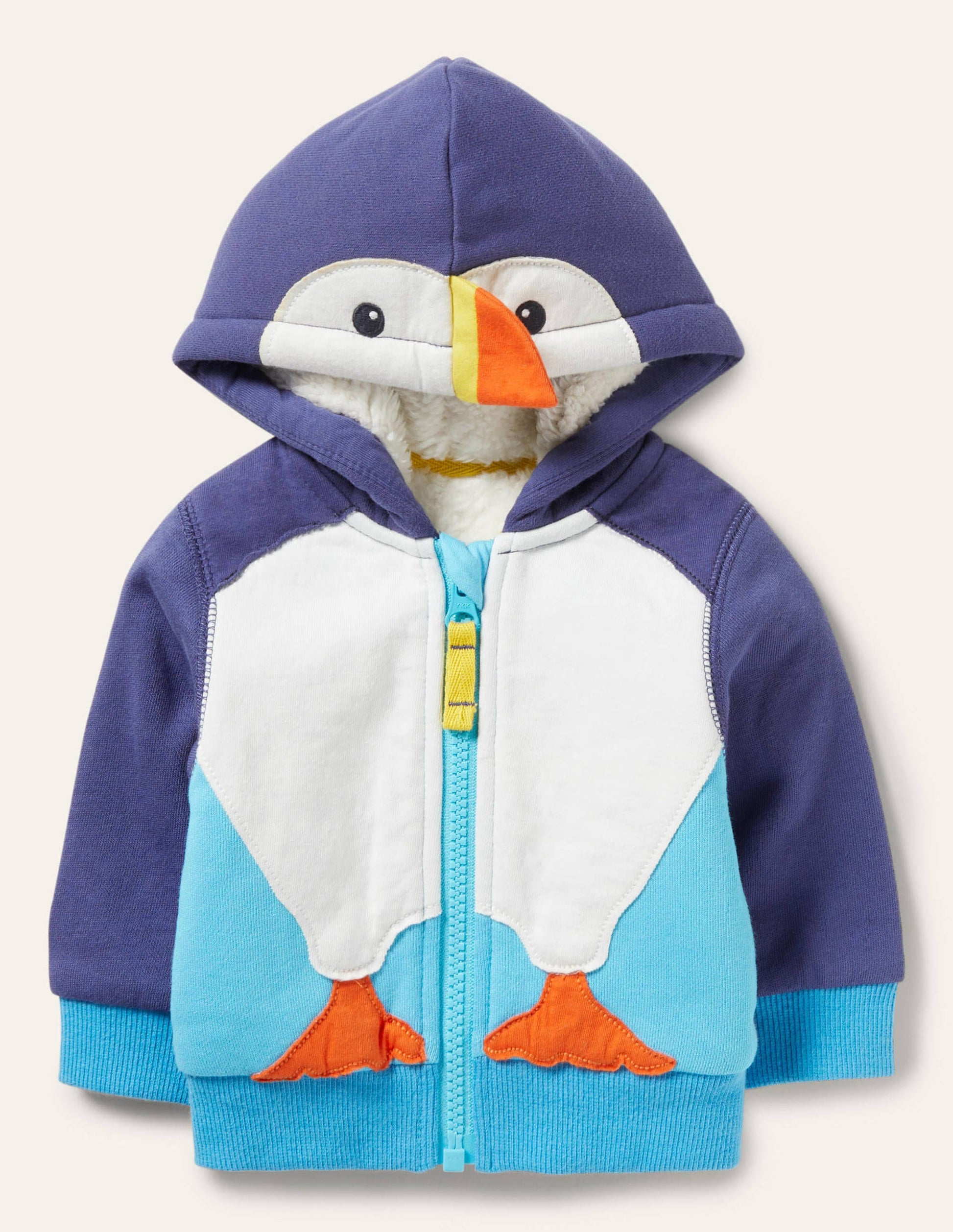 Teddy-lined Hoodie-College Navy Puffin-1