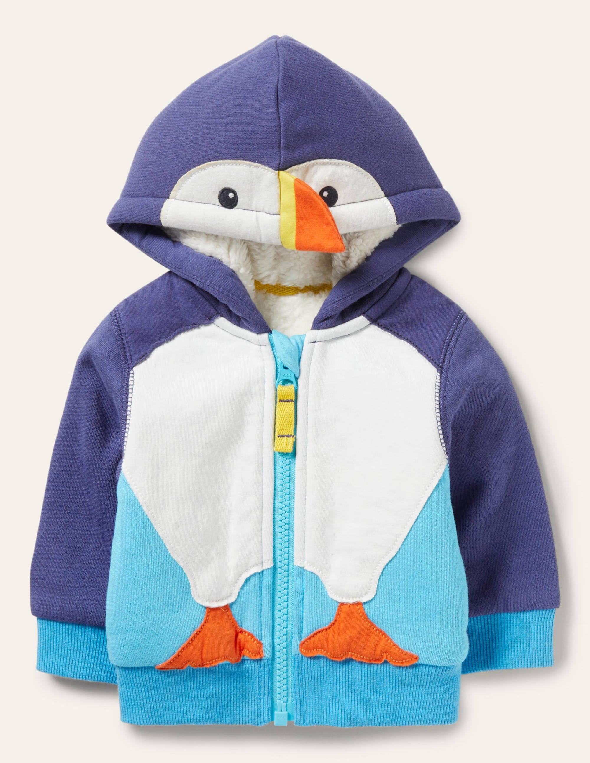 Teddy-lined Hoodie-College Navy Puffin - Image 1