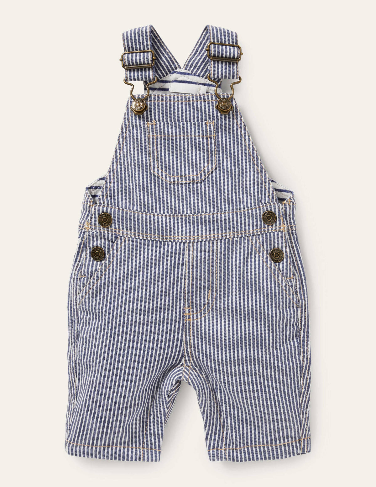 Patch Pocket Dungarees-Ivory/Georgian Blue Ticking-1