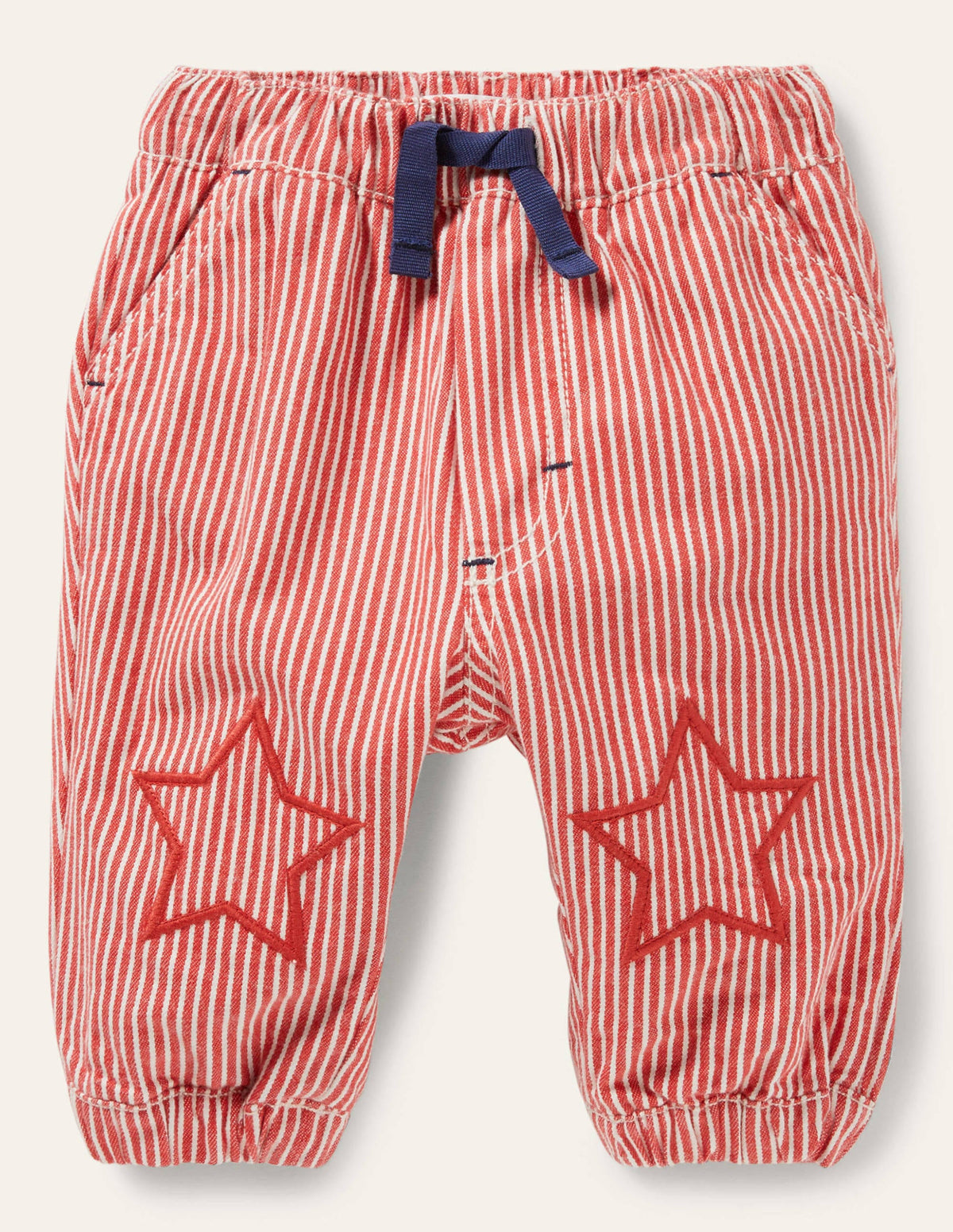 Stripy Trousers-Ivory/Strawberry Tart Ticking - Image 1