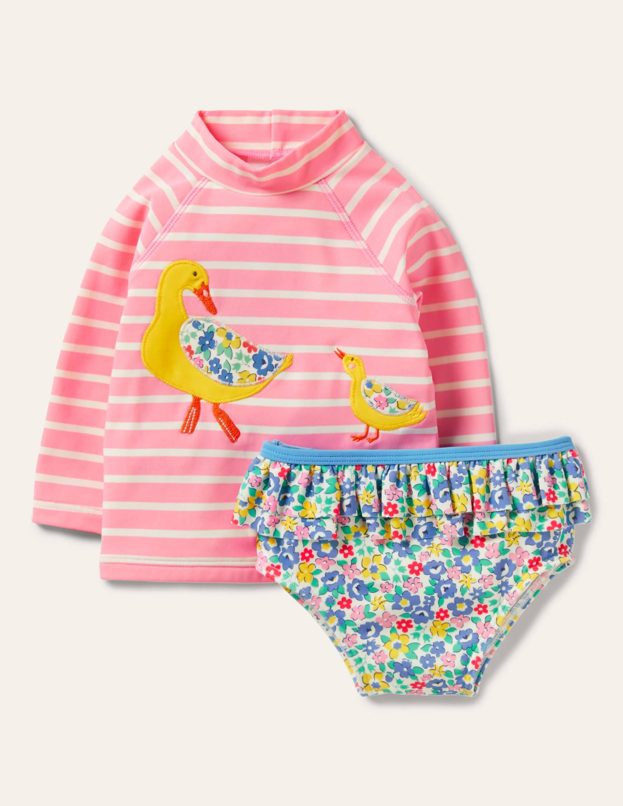 Rash Vest Set-Pink Lemonade/Ivory Ducks - Image 1