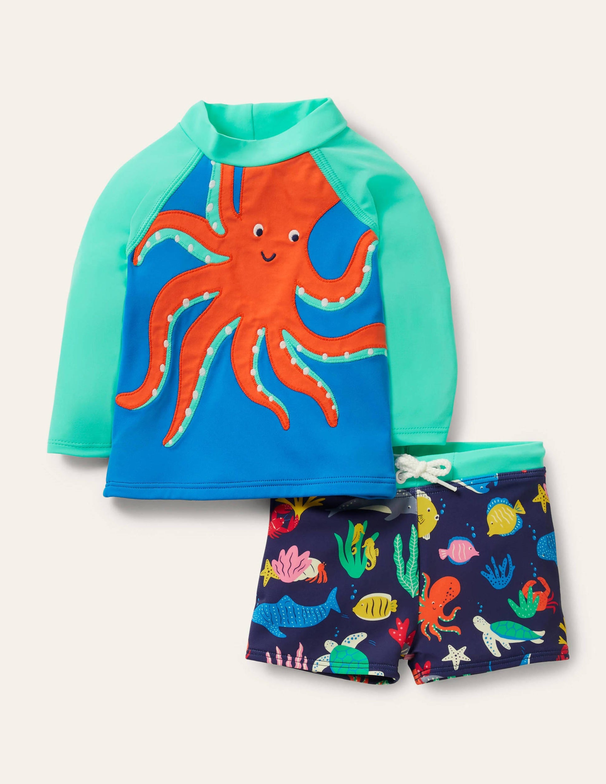 Rash Vest Set-Tropical Green Octopus-1