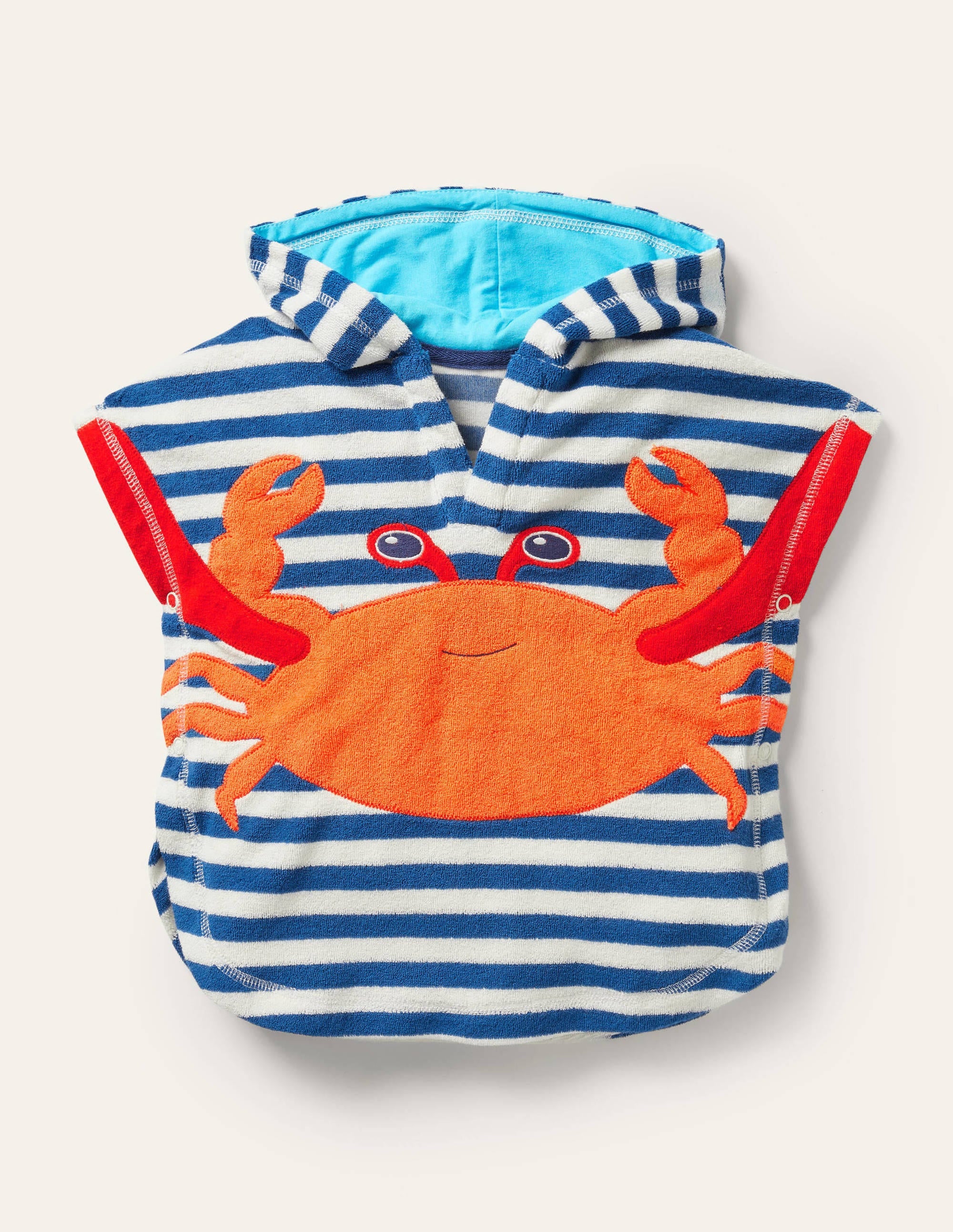 Crab Towelling Throw On-Moroccan Blue/Ivory Crab - Image 1