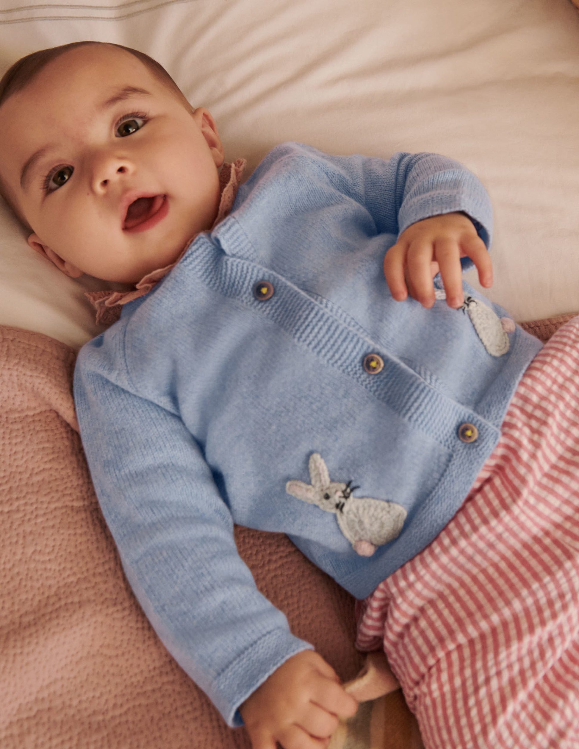 Newborn Crochet Cardigan-Frosted Blue Marl Bunnies-4