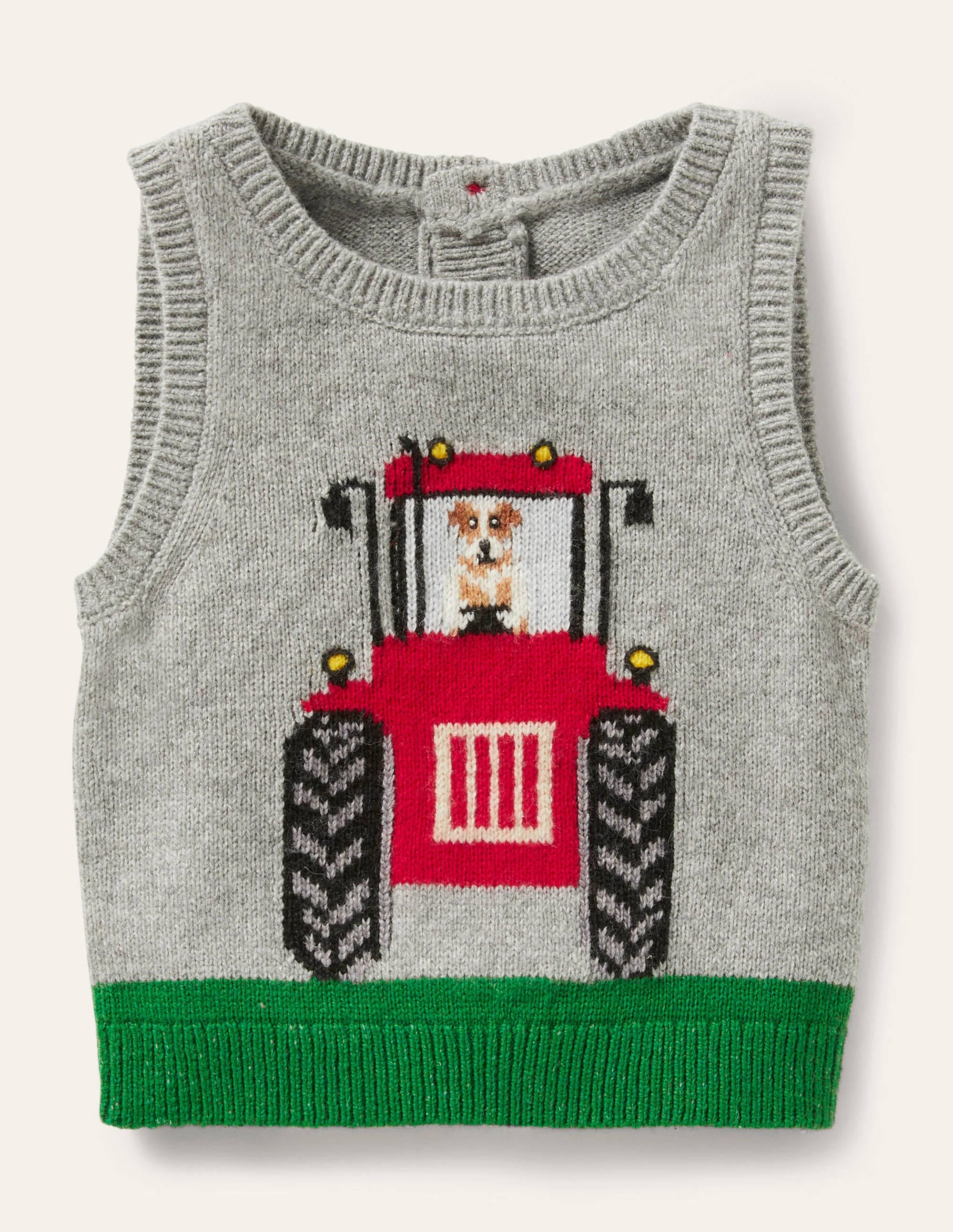 Tractor Knitted Tank Top-Grey Marl Tractor - Image 1