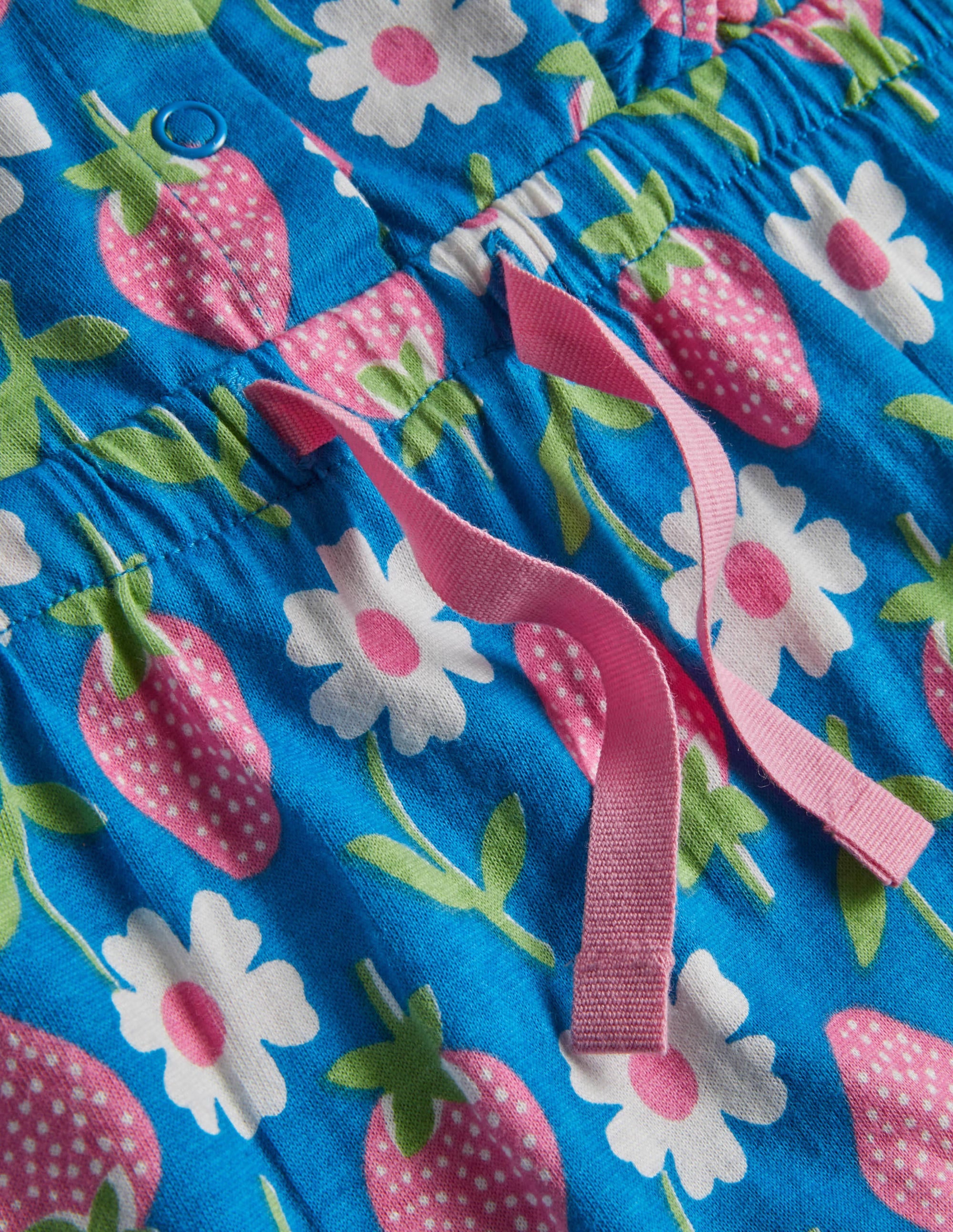 Jersey Ruffle Playsuit-Bright Marina Blue Strawberry - Image 3