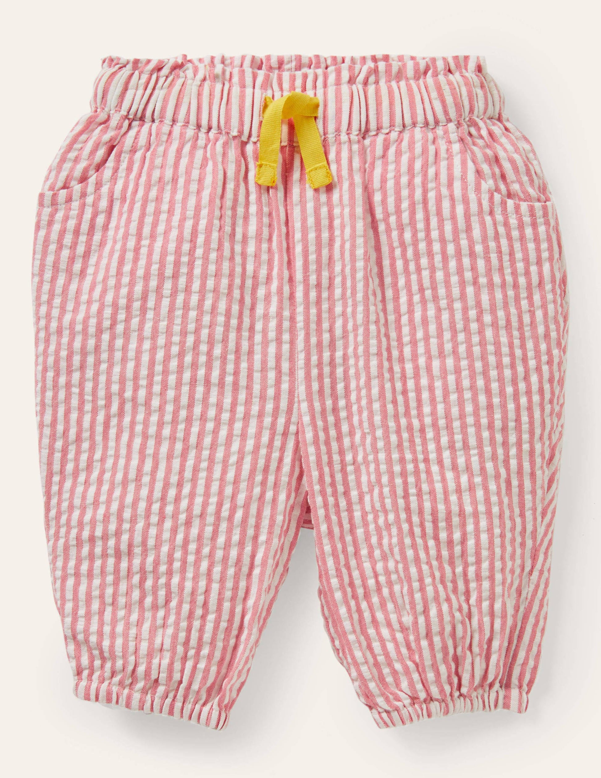 Woven Paperbag Trousers-Ivory/Boto Pink Ticking-1