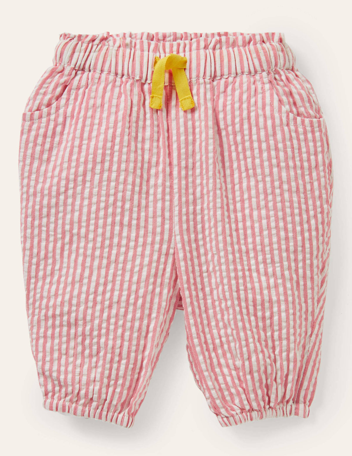 Woven Paperbag Trousers-Ivory/Boto Pink Ticking - Image 1