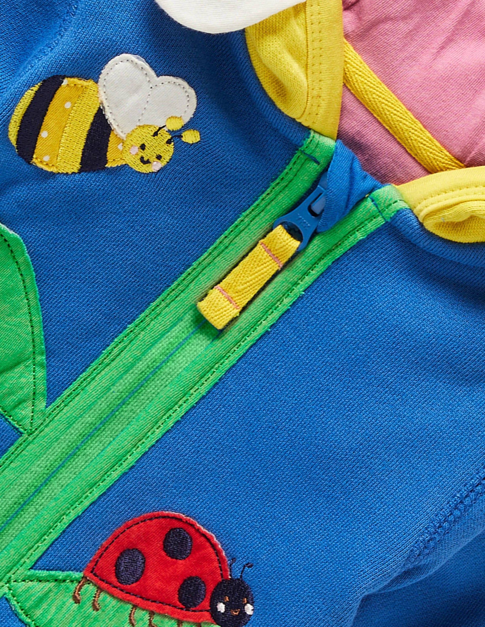 Appliqué Hoodie-Blue Flower-3