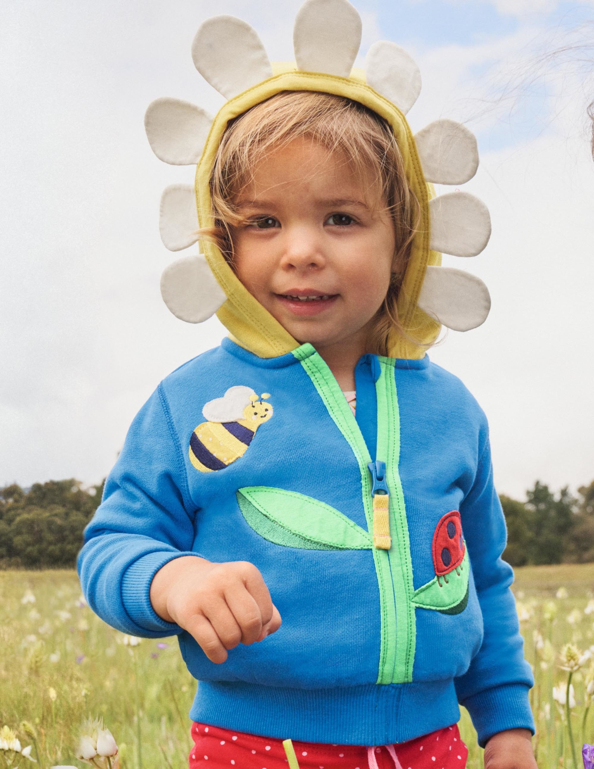 Appliqué Hoodie-Blue Flower - Image 5