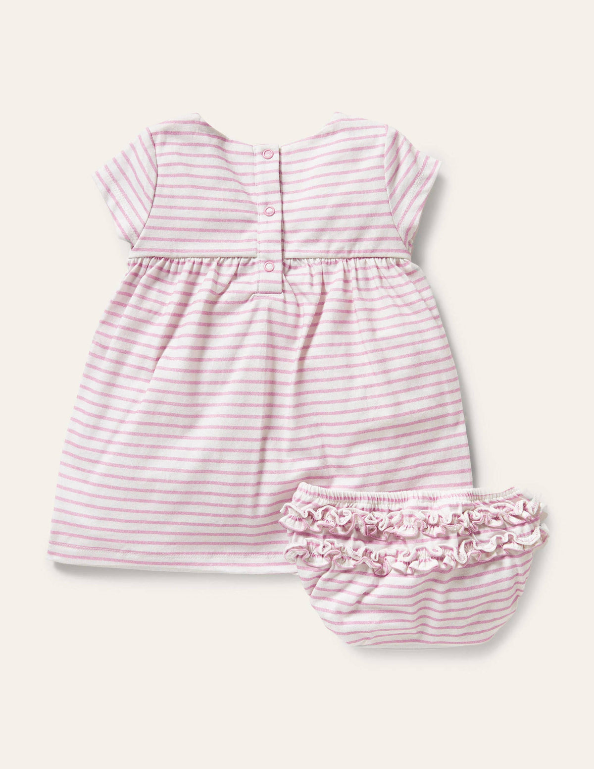 Fun Appliqué Jersey Dress-Pink Lemonade Birds - Image 2