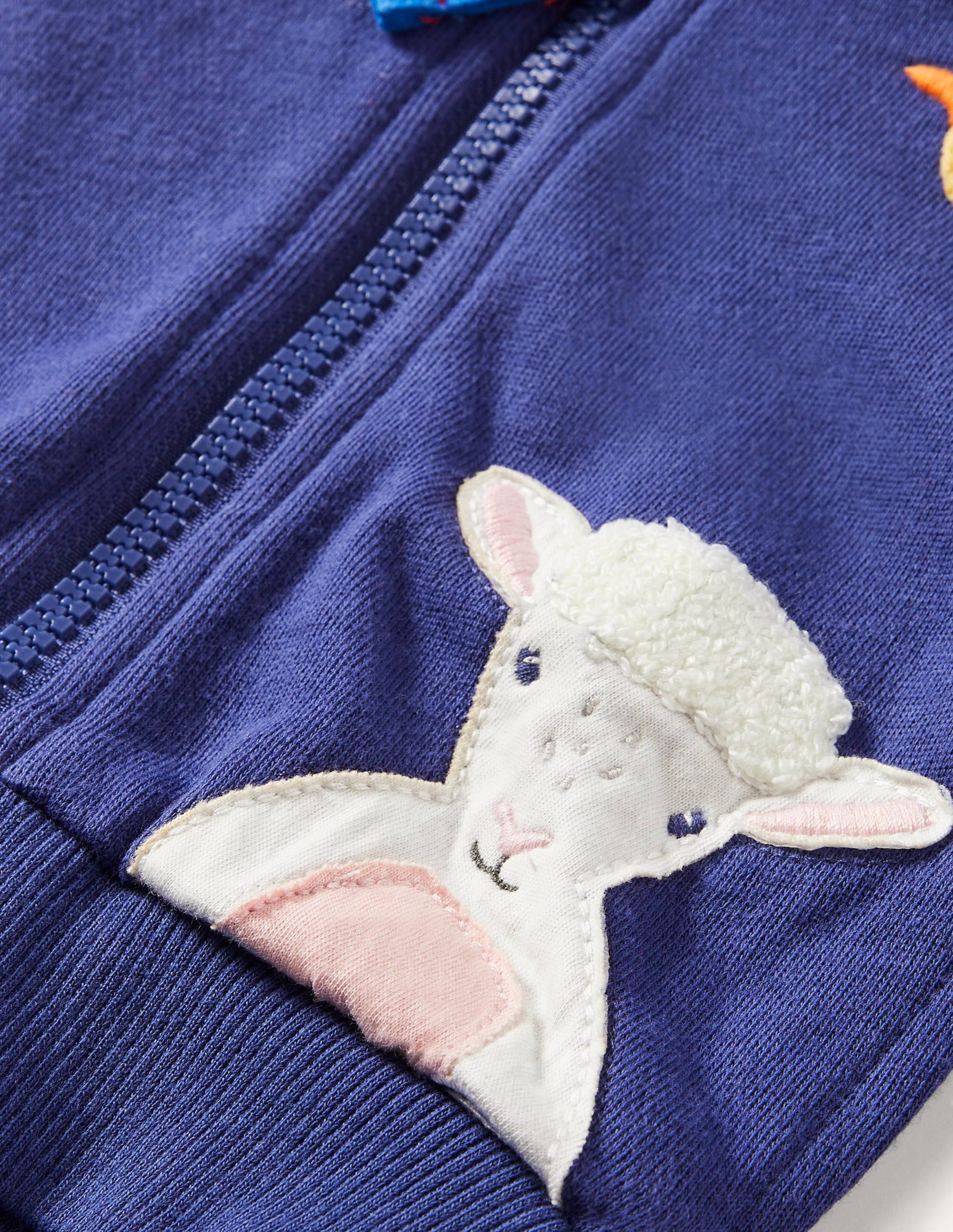 Appliqué Hoodie-Blue Peeping Animals - Image 3