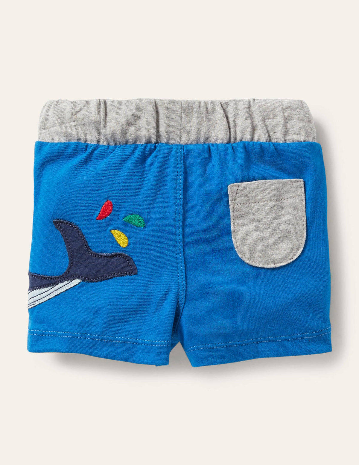 Jersey Shorts-Blue Appliqué Whale-2