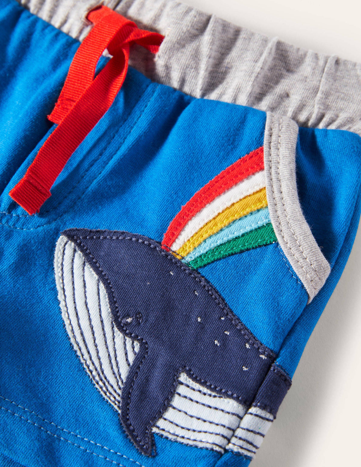 Jersey Shorts-Blue Appliqué Whale - Image 3