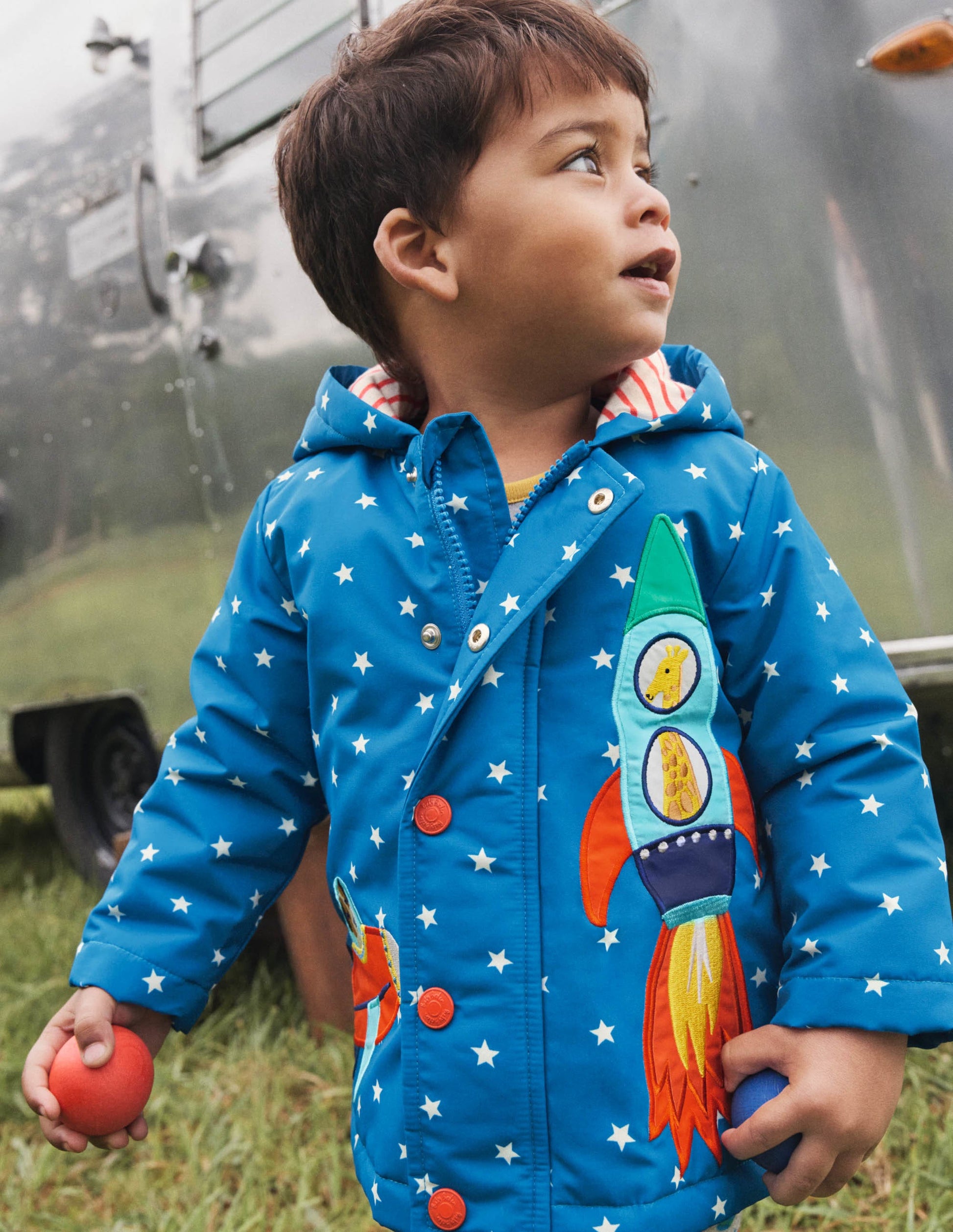Appliqué Raincoat-Bright Marina/Ivory Space-4