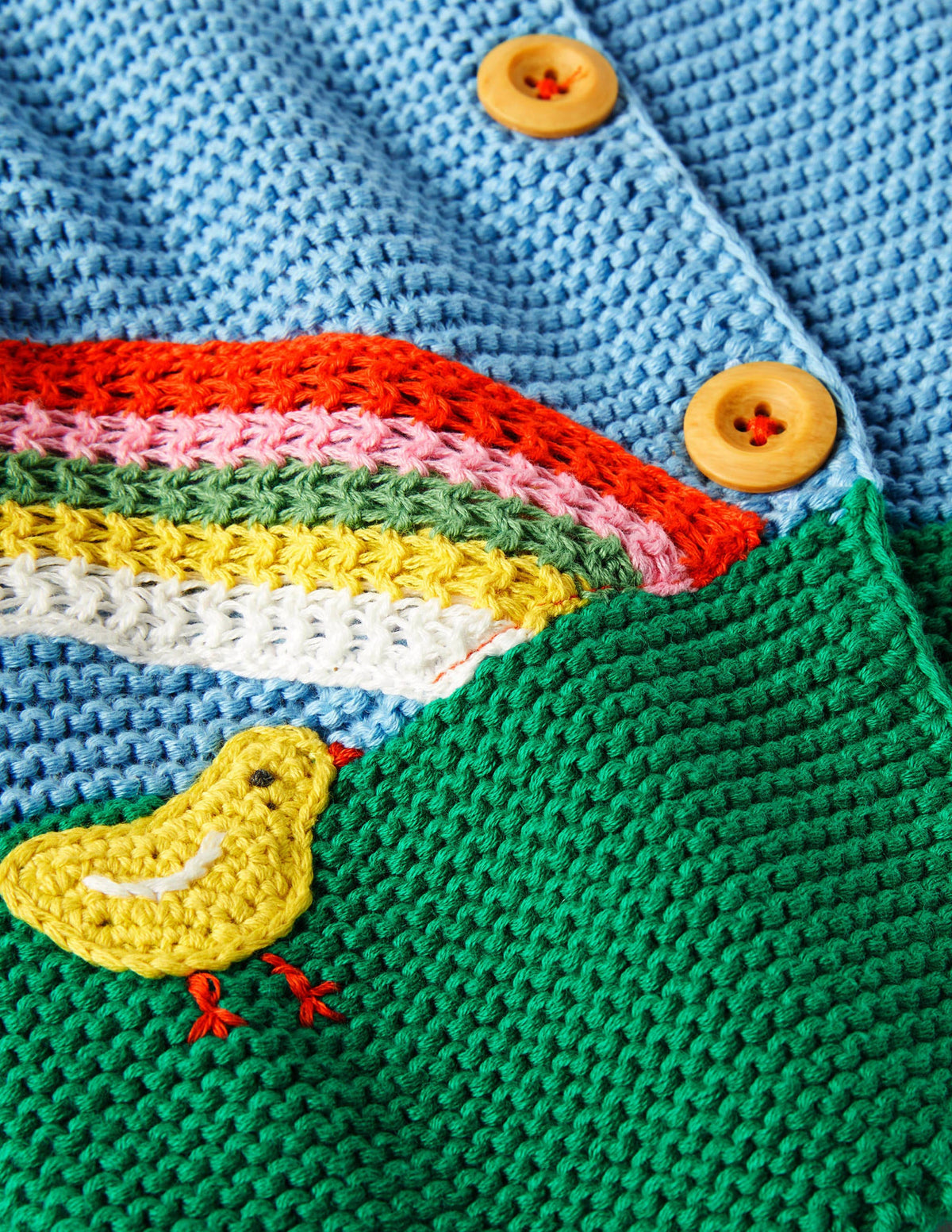 Rainbow Scene Knitted Jacket-Aqua - Image 3
