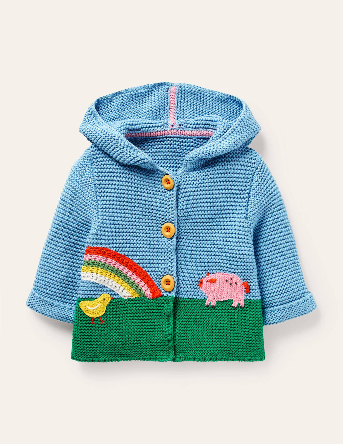 Rainbow Scene Knitted Jacket-Aqua - Image 1