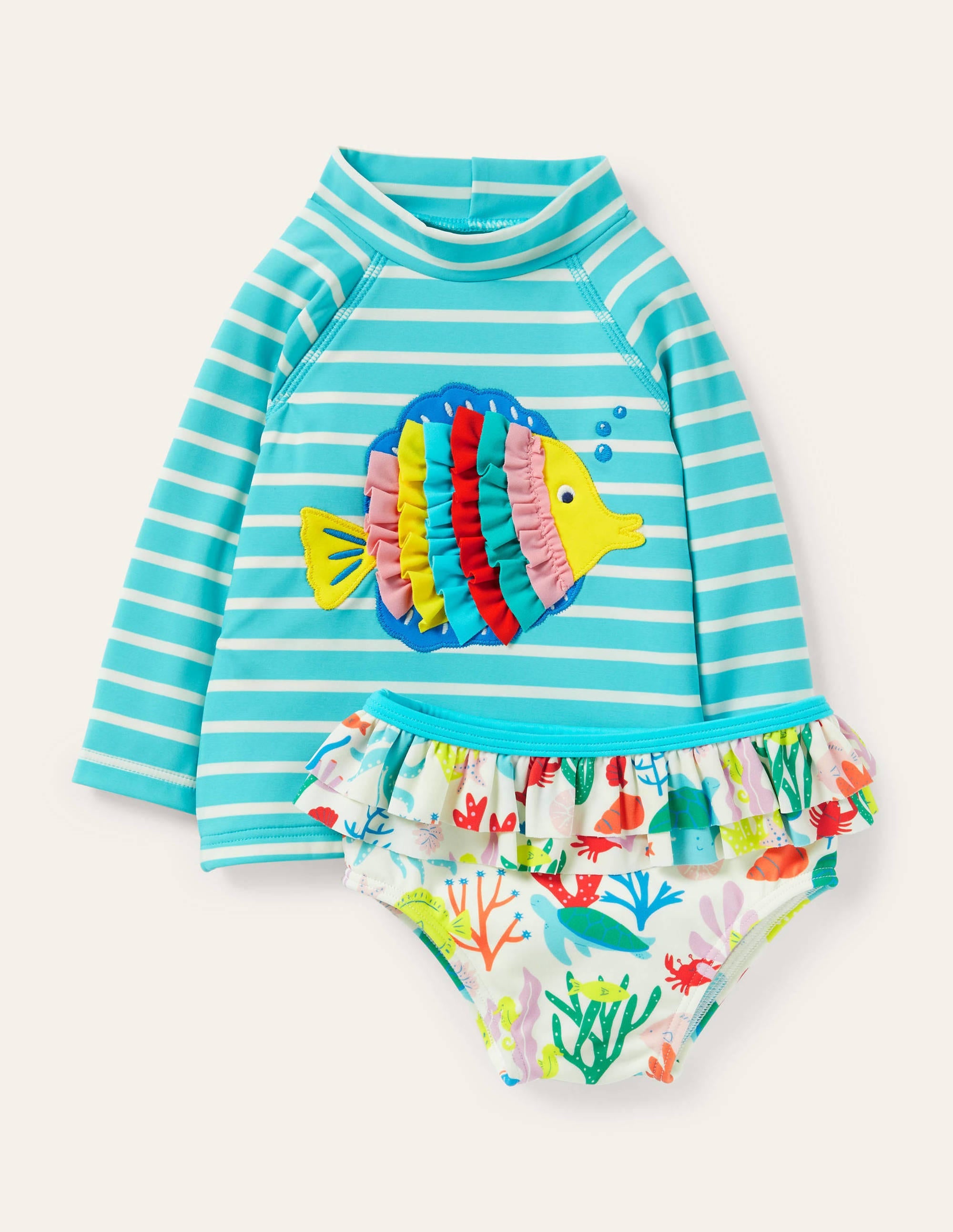 Rash Vest Set-Aqua Blue Fish - Image 1