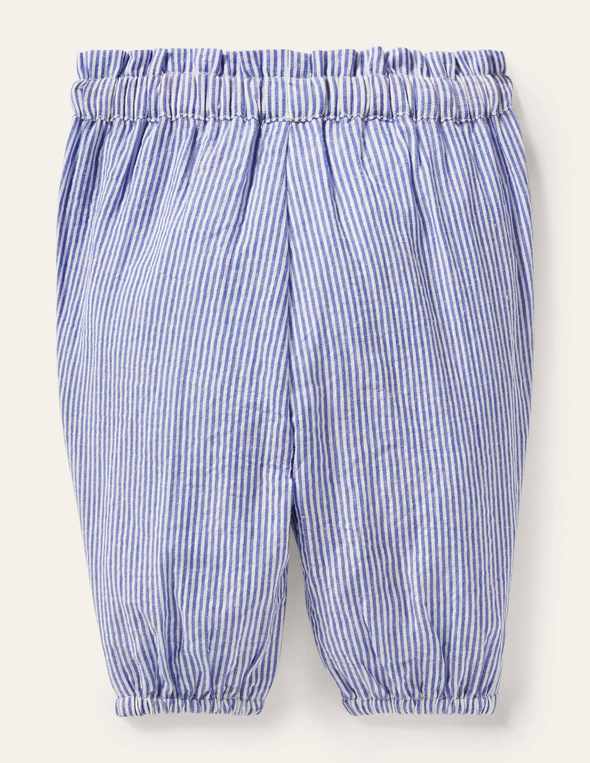 Woven Paperbag Trousers-Ivory/Bright Bluebell Ticking - Image 2
