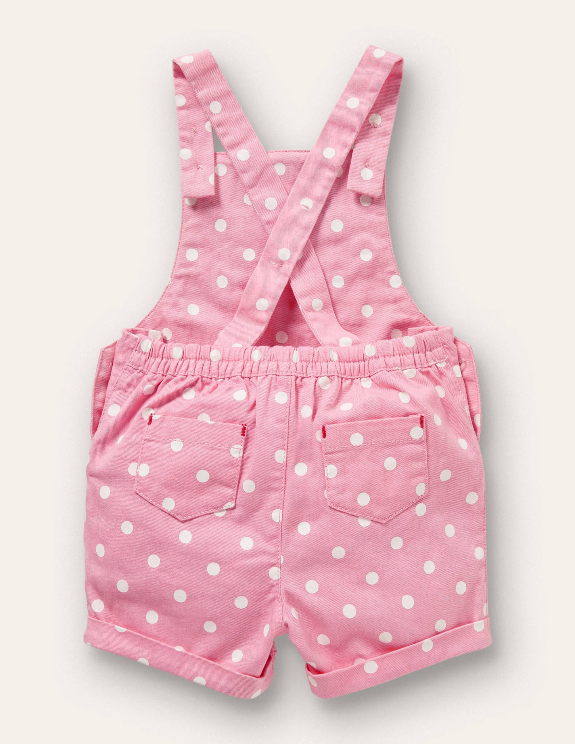 Short Woven Dungarees-Pink Spot Fruit - Image 2