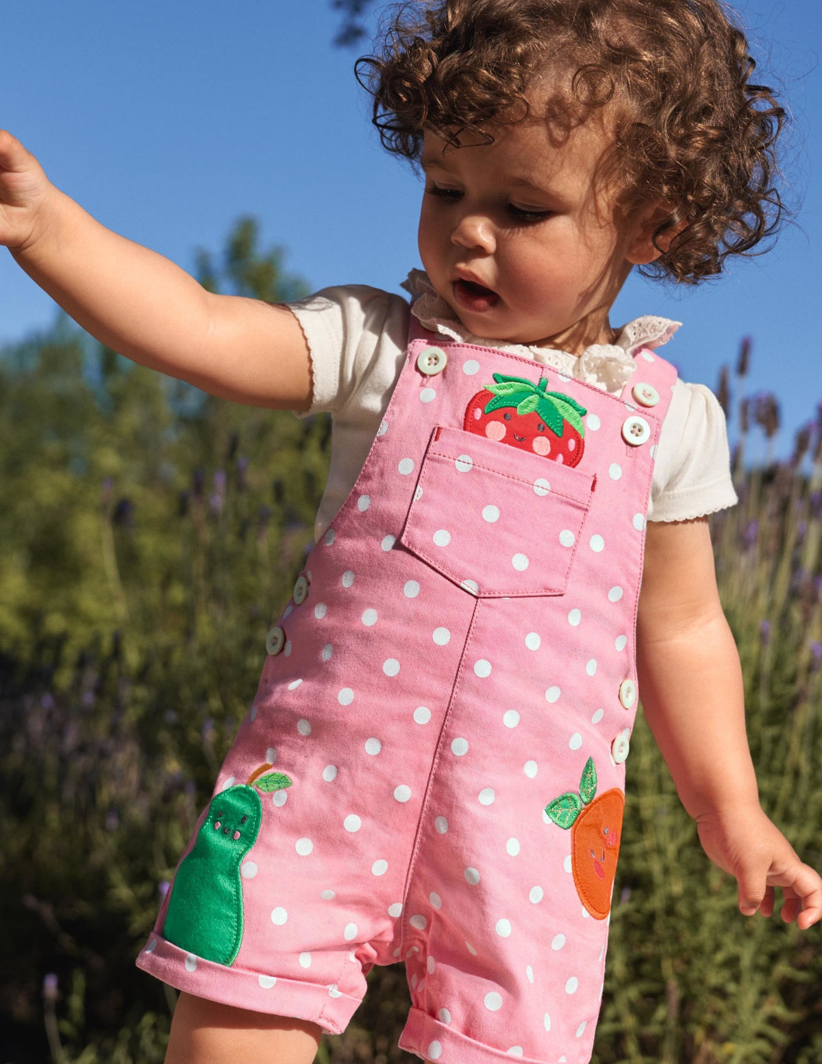 Short Woven Dungarees-Pink Spot Fruit-4