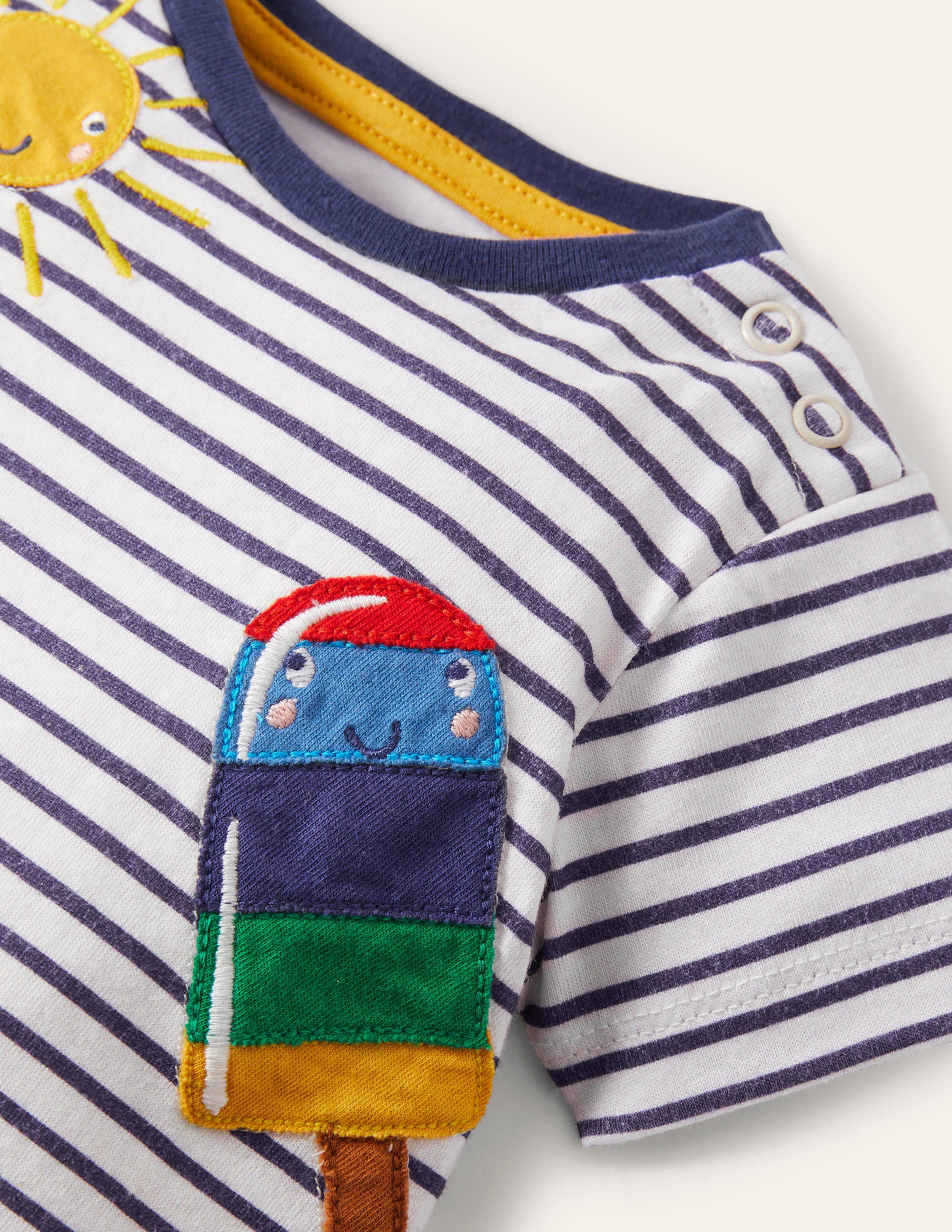 Appliqué Breton T-shirt-Ivory/Starboard Ice cream - Image 3